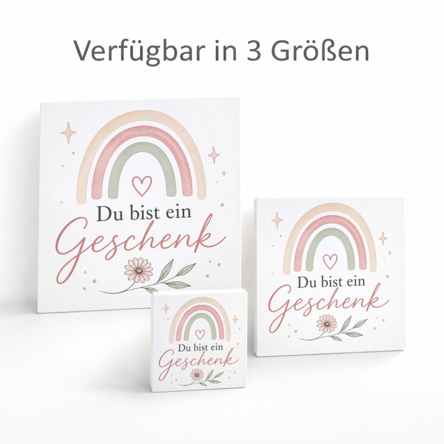 Holzbild in 10x10 cm Du bist ein Geschenk - in sanften Pastellfarben – Ansicht 8