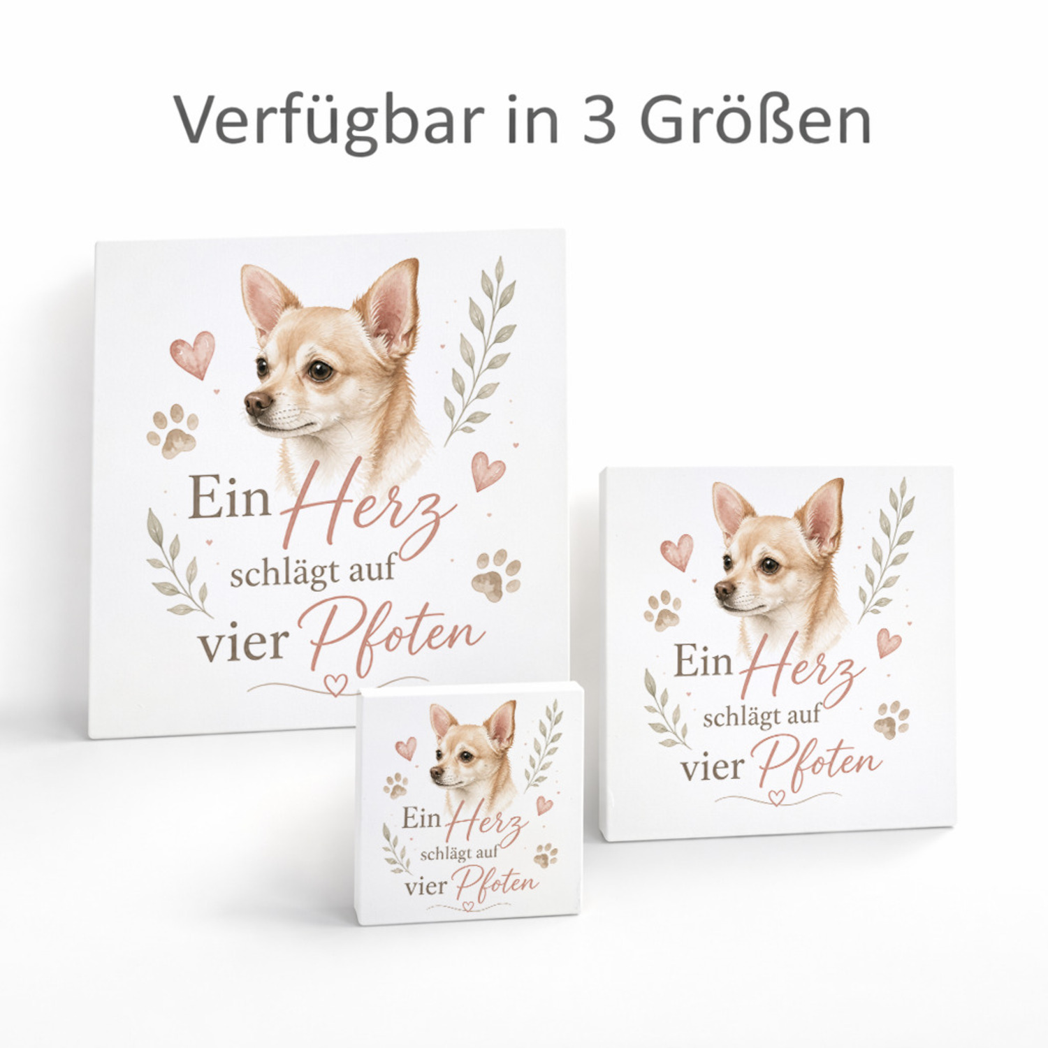 Holzbild in 10x10 cm Ein Herz schlägt auf vier Pfoten Holzdeko – Ansicht 8