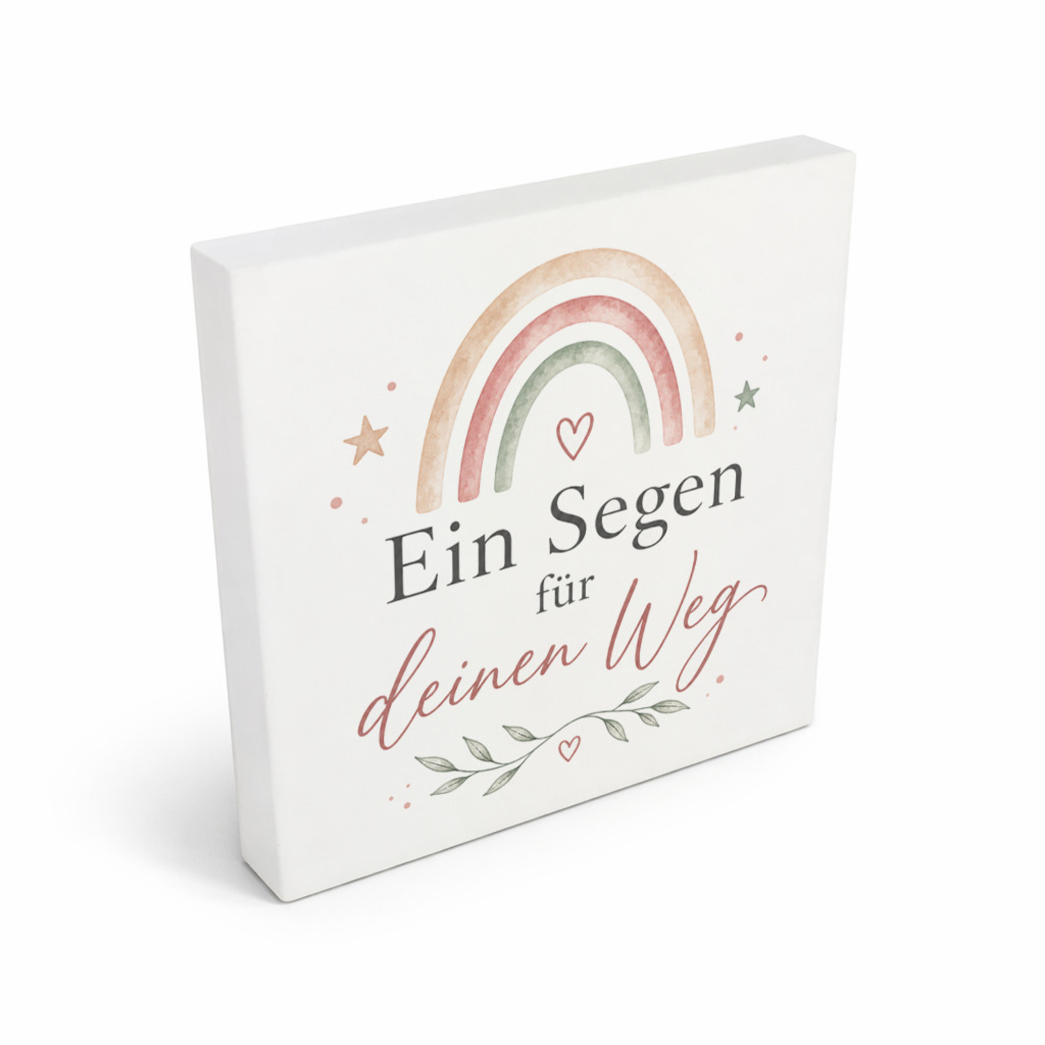 Holzbild in 10x10 cm Ein Segen für deinen Weg - Regenbogen