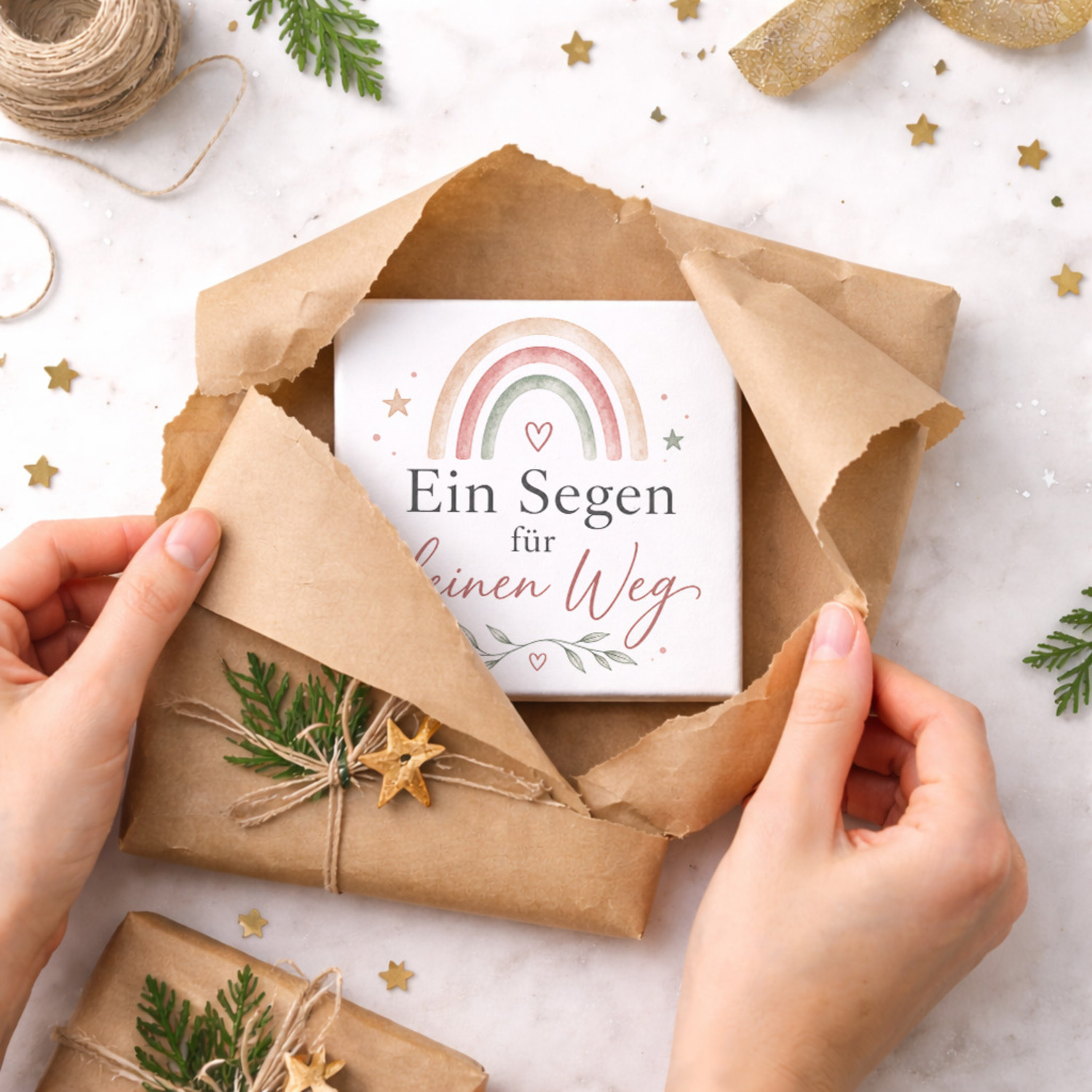 Holzbild in 10x10 cm Ein Segen für deinen Weg - Regenbogen – Ansicht 5
