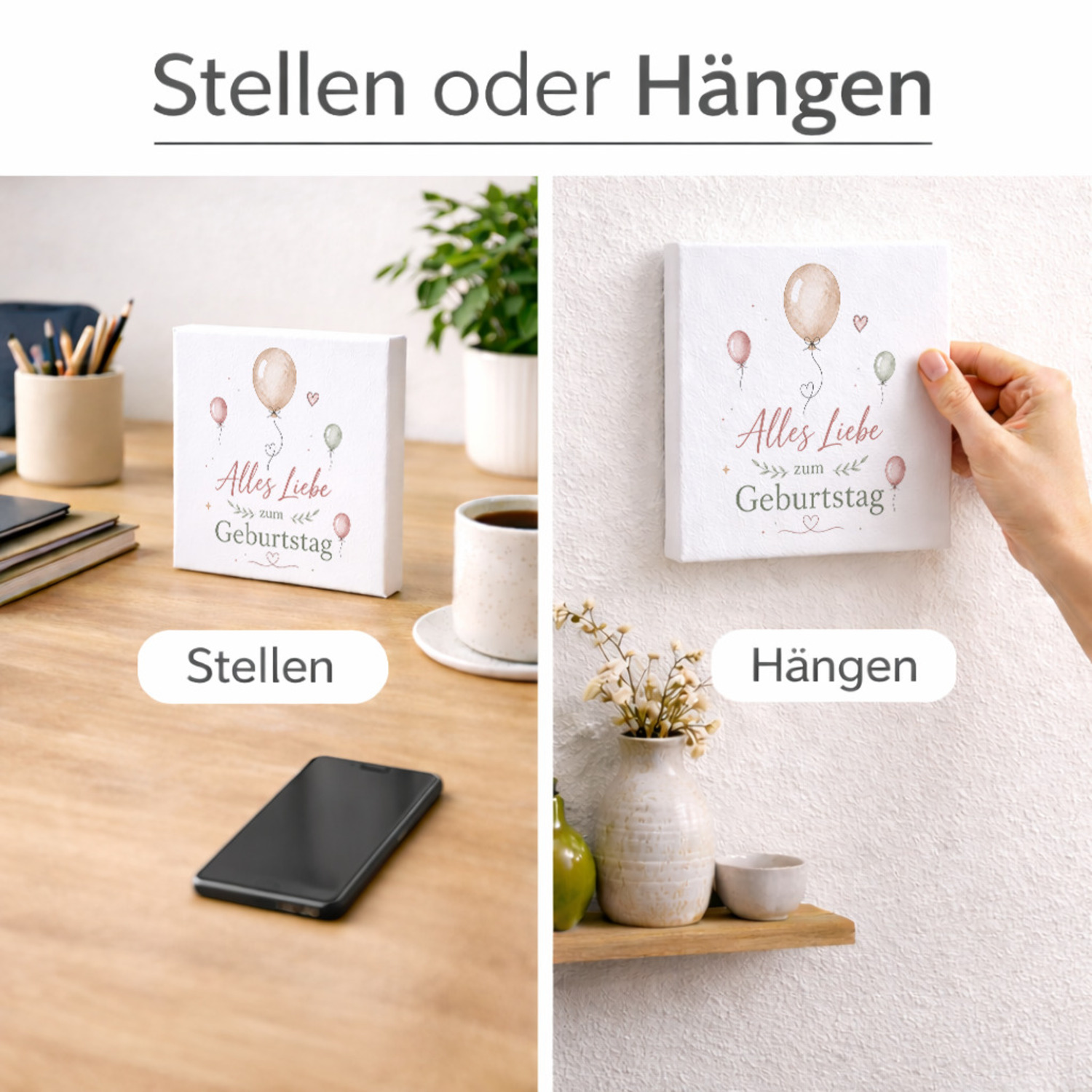 Holzbild in 10x10 cm Alles Liebe zum Geburtstag - Ballons – Ansicht 2