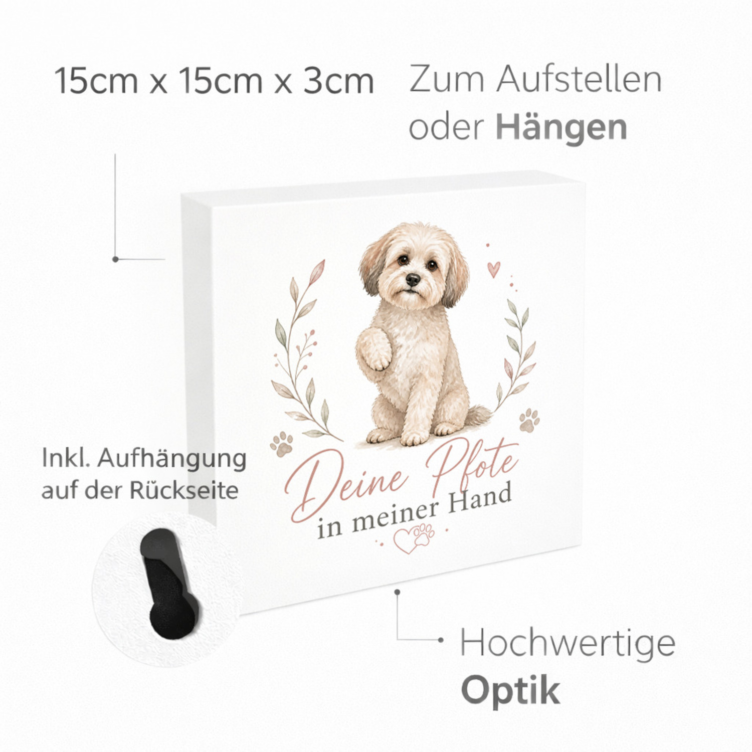 Holzbild in 15x15 cm Hundespruch - Hundefreunde Holzdeko – Ansicht 4