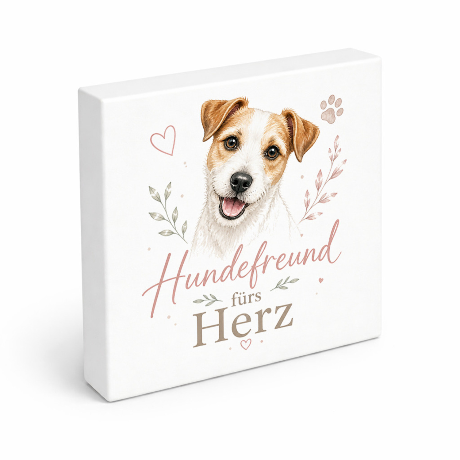 Holzbild in 15x15 cm Hundefreund fürs Herz - Hundespruch