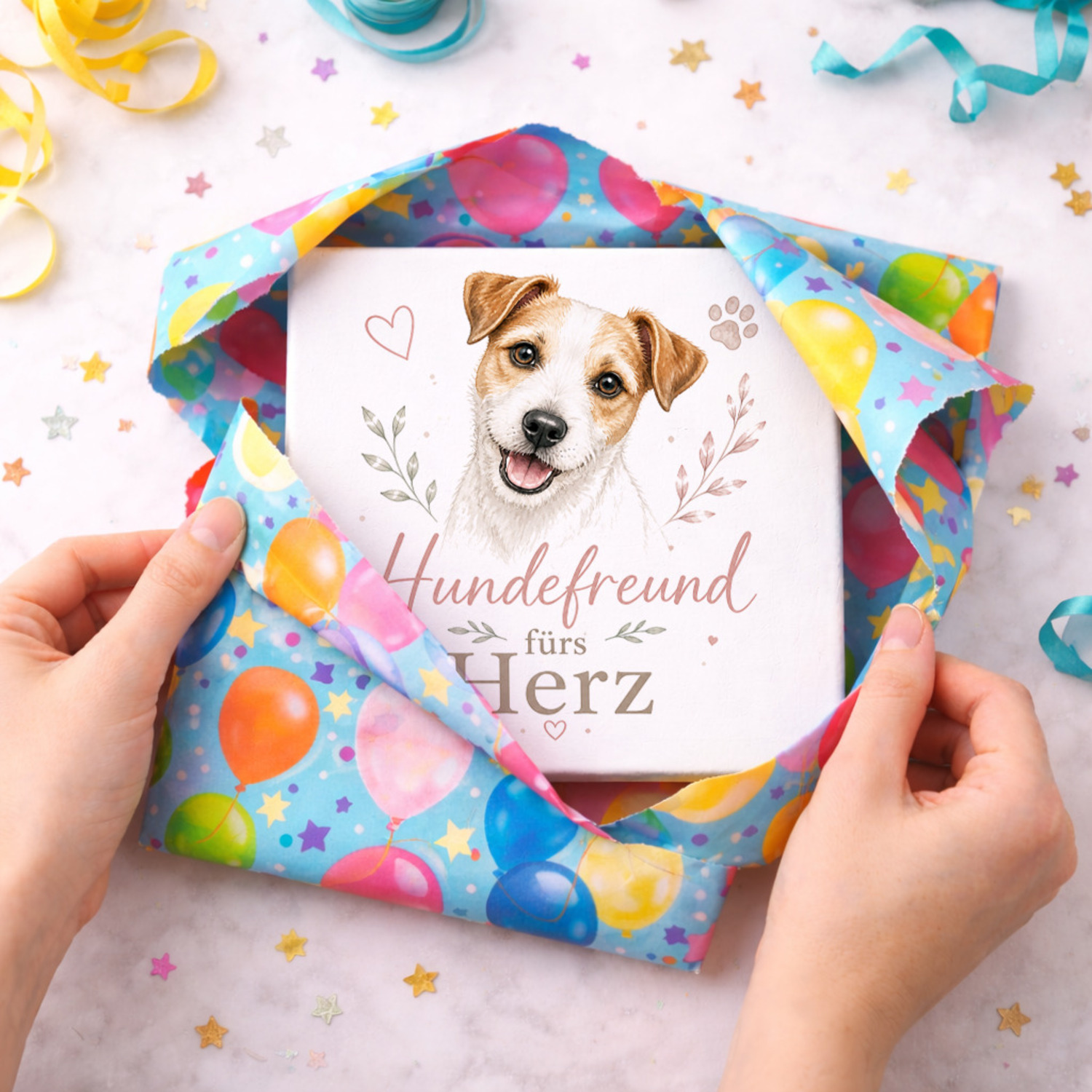 Holzbild in 15x15 cm Hundefreund fürs Herz - Hundespruch – Ansicht 5