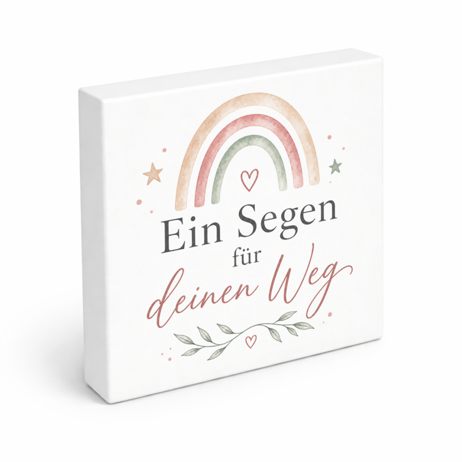Holzbild in 15x15 cm Ein Segen für deinen Weg - Regenbogen
