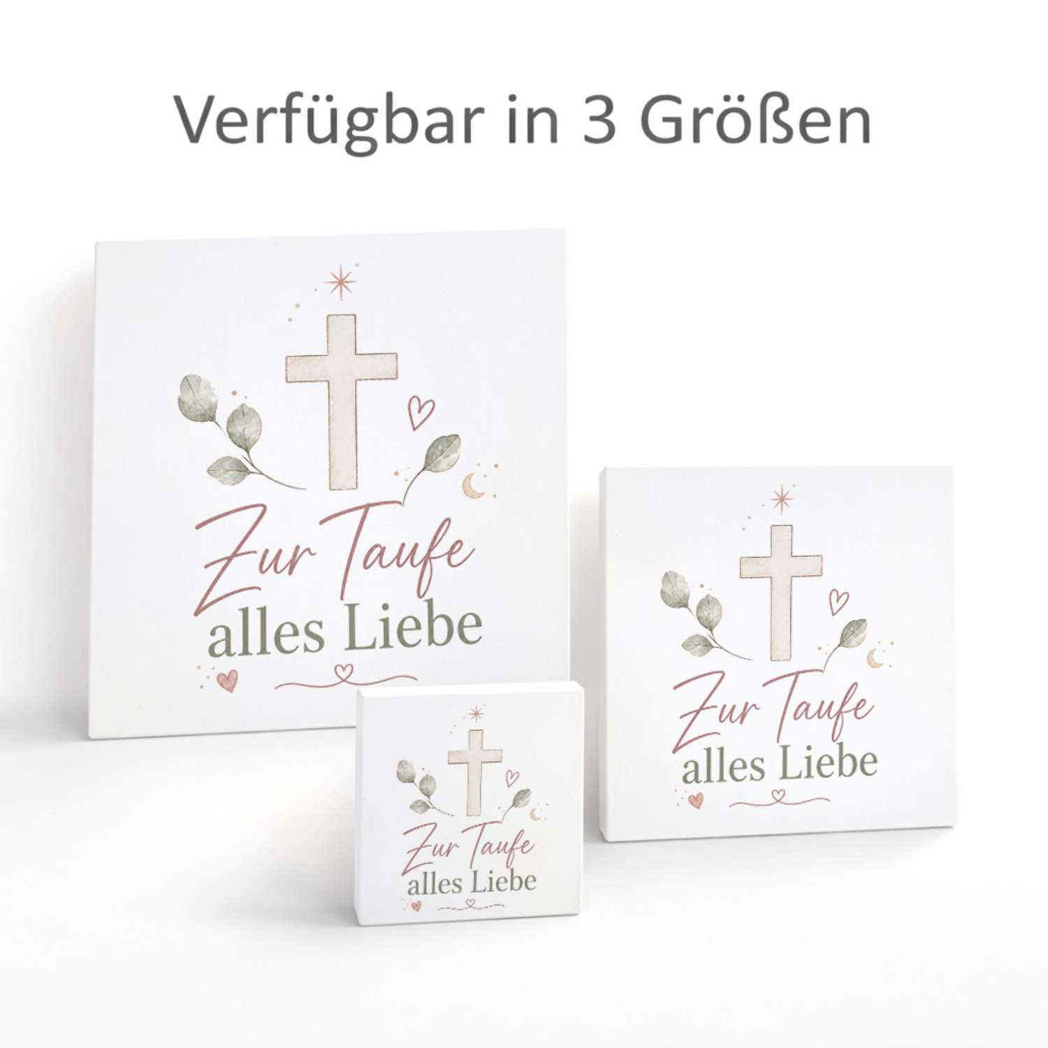 Holzbild in 15x15 cm Zur Taufe alles Liebe - Kreuz Holzdeko – Ansicht 8