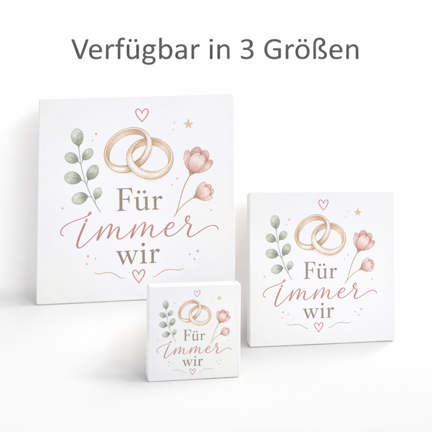 Holzbild in 15x15 cm Für immer wir - Wandbild Holz in Pastell – Ansicht 8