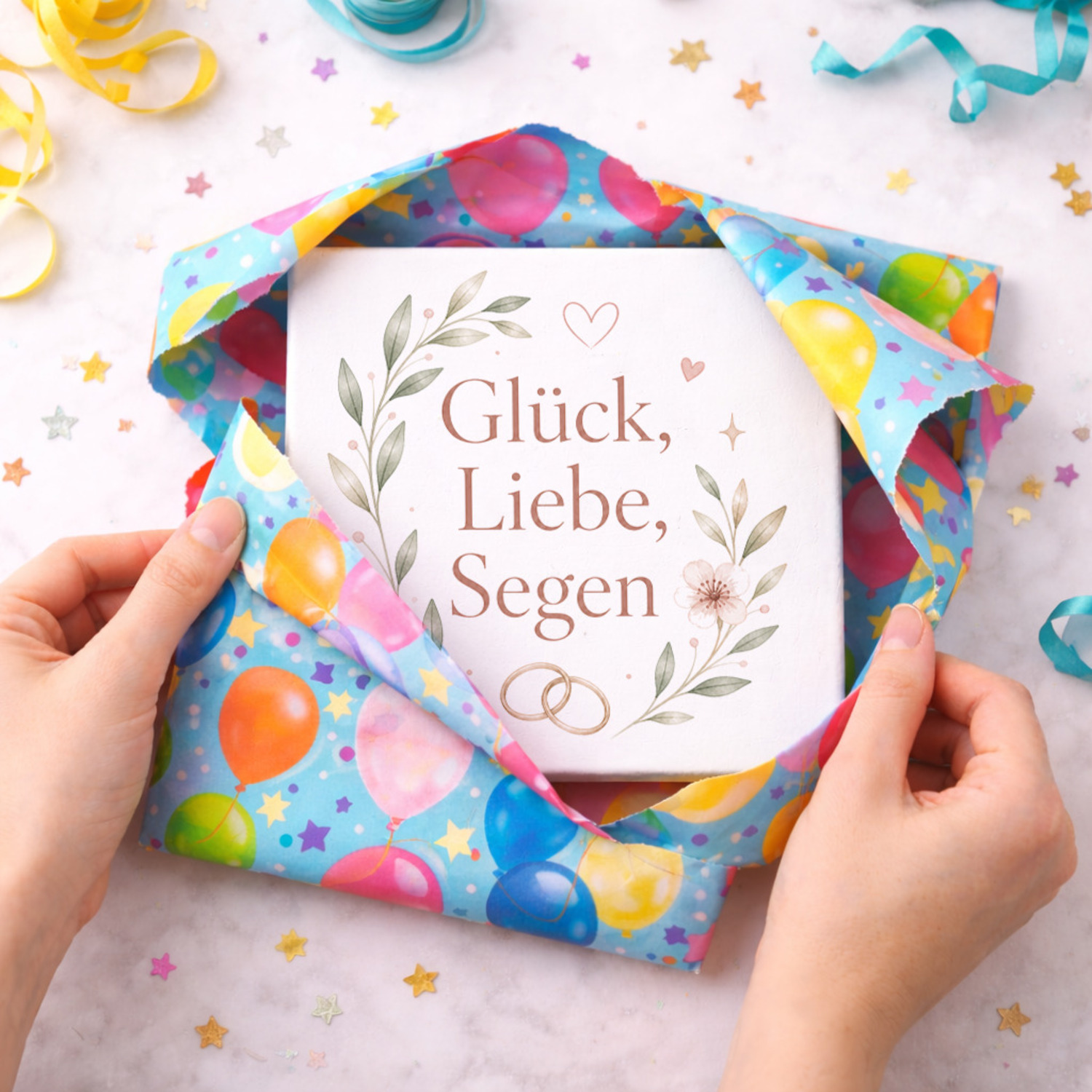 Holzbild in 15x15 cm Glück - Wandbild Holz in sanften Farben – Ansicht 5