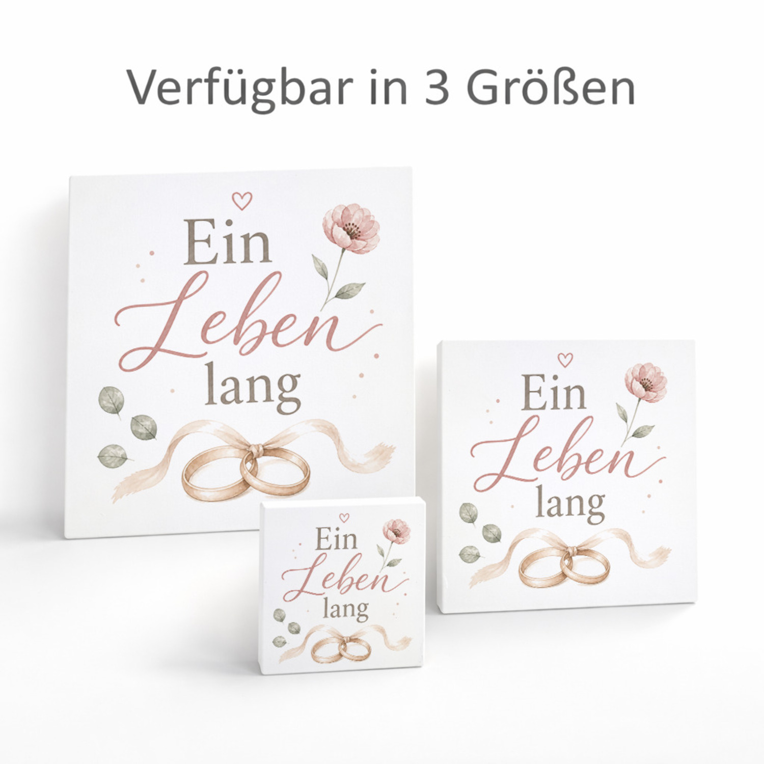 Holzbild in 15x15 cm Ein Leben lang - Holzdeko mit Eheringen – Ansicht 8