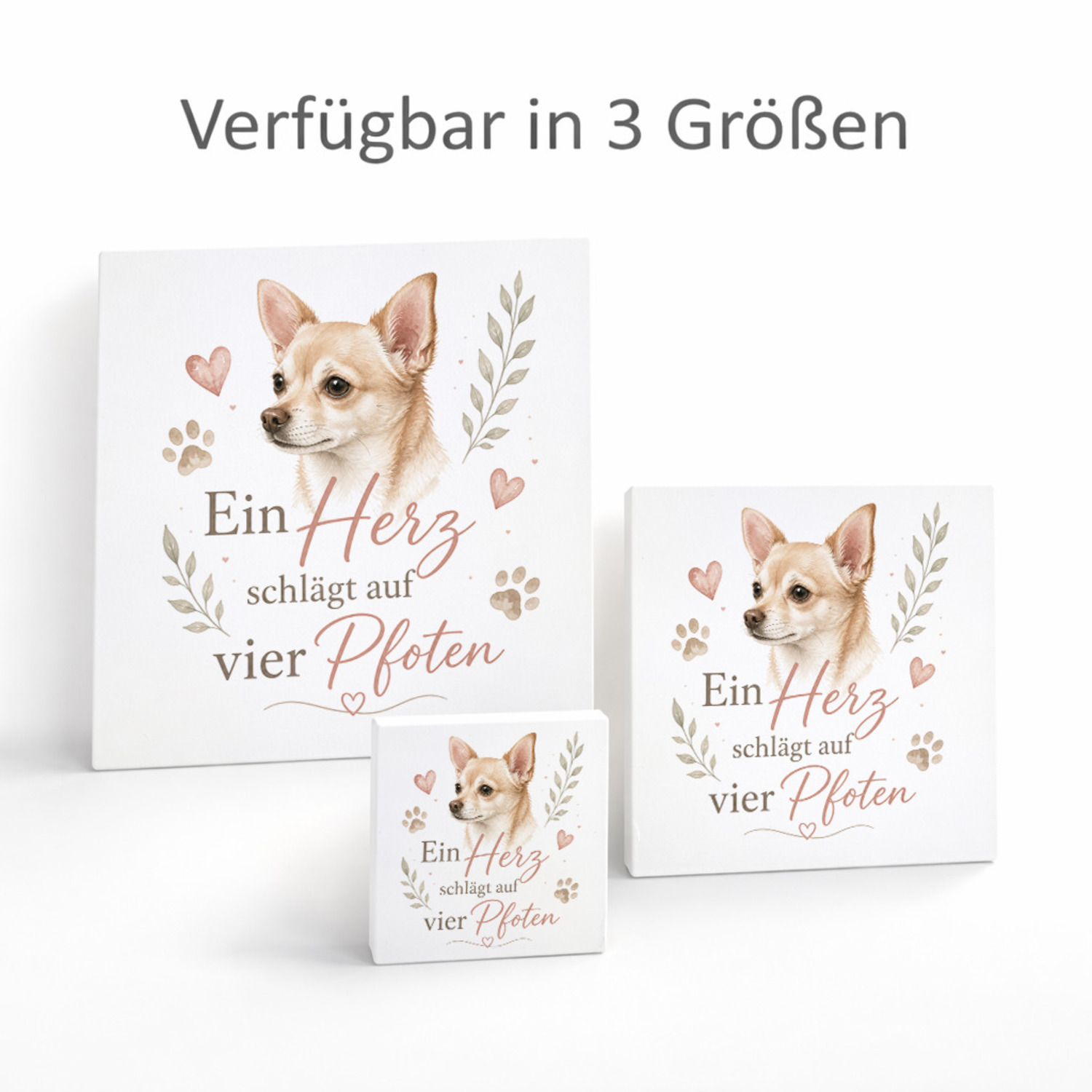 Holzbild in 15x15 cm Ein Herz schlägt auf vier Pfoten Holzdeko – Ansicht 8