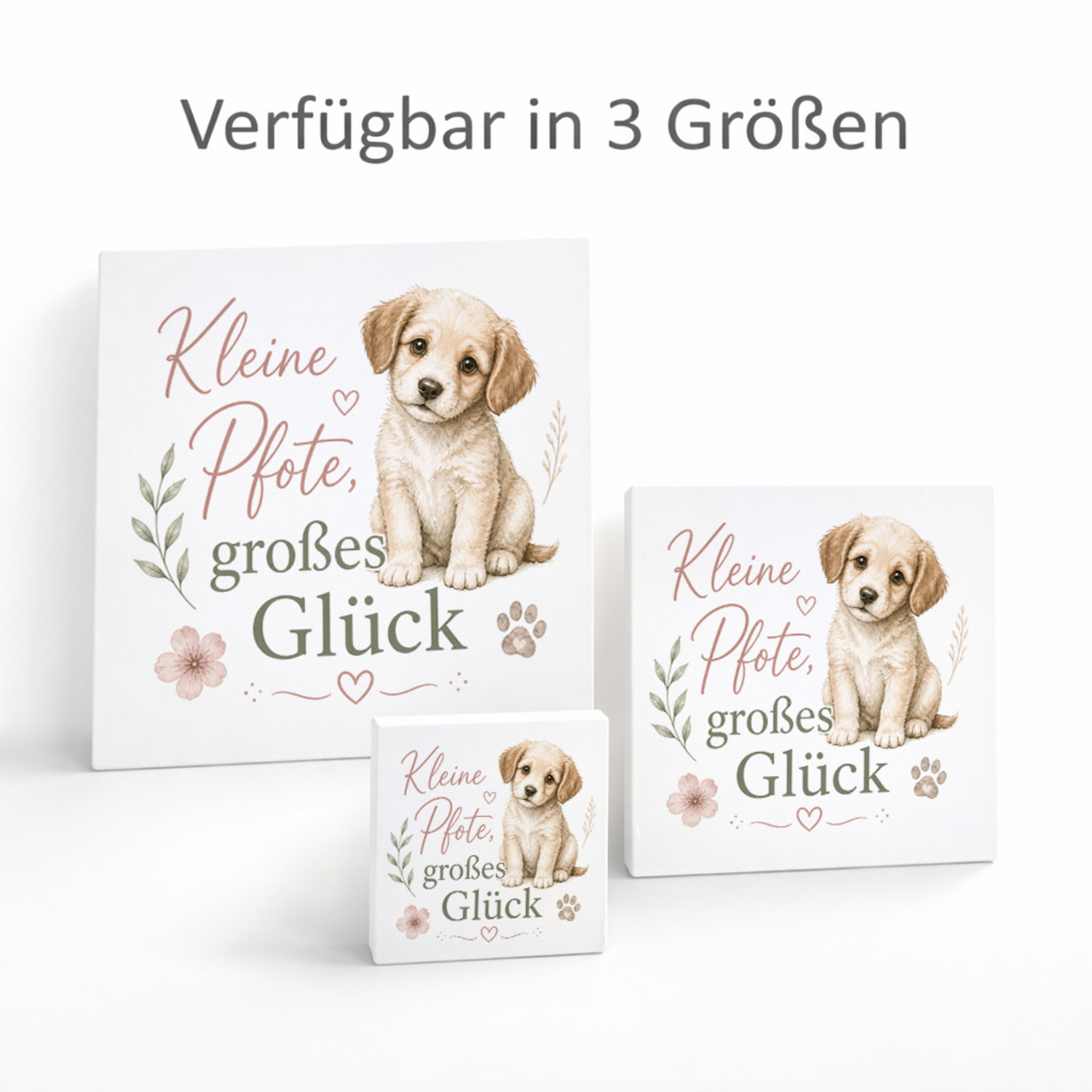 Holzbild in 15x15 cm Kleine Pfote - zarter Hund im -Stil – Ansicht 8