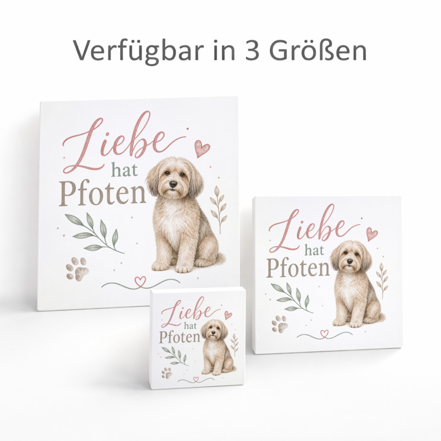 Holzbild in 15x15 cm Liebe hat Pfoten - Holzdeko mit Hundespruch – Ansicht 8