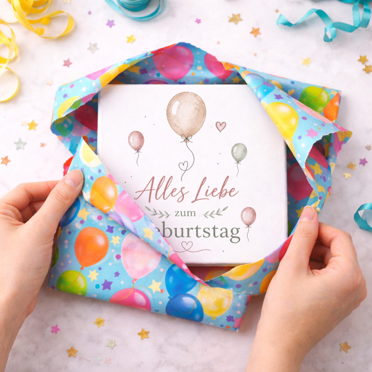 Holzbild in 15x15 cm Alles Liebe zum Geburtstag - Ballons – Ansicht 5