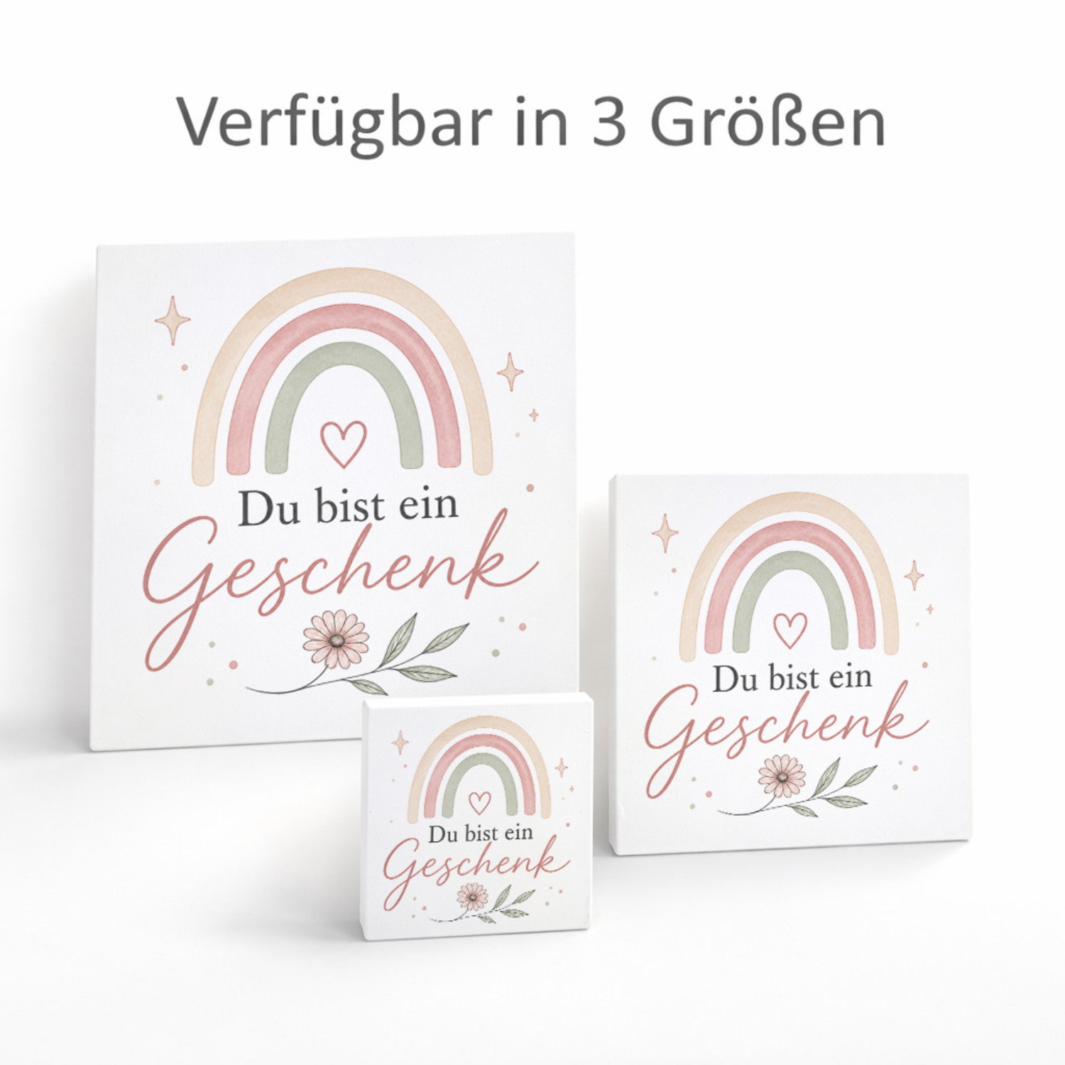 Holzbild in 15x15 cm Du bist ein Geschenk - zarte Wanddeko mit Herzmotiv – Ansicht 8
