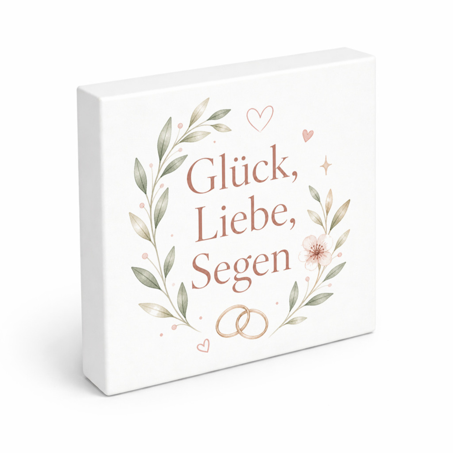 Holzbild in 15x15 cm Glück - Wandbild Holz in sanften Farben