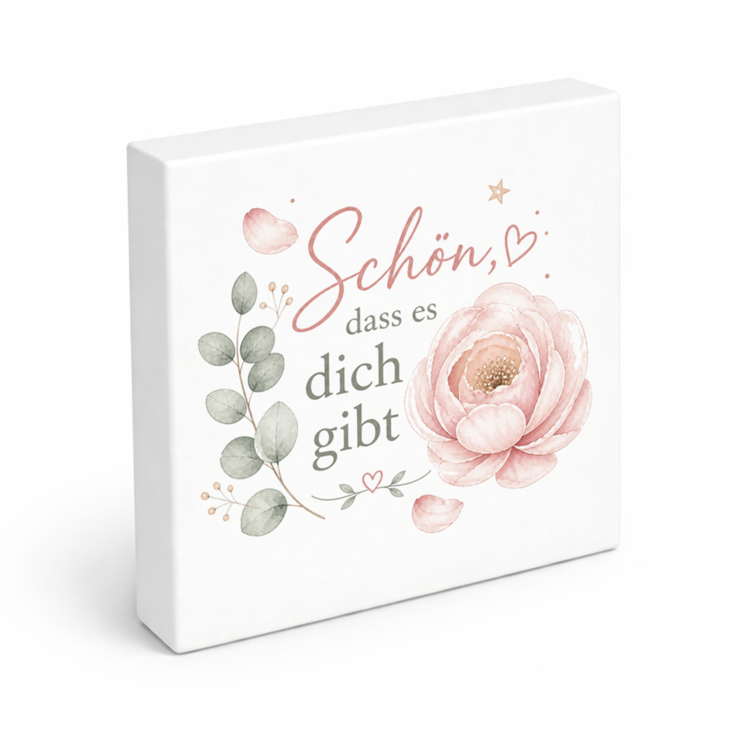 Holzbild in 15x15 cm Schön - Holzdeko mit Blumenspruch