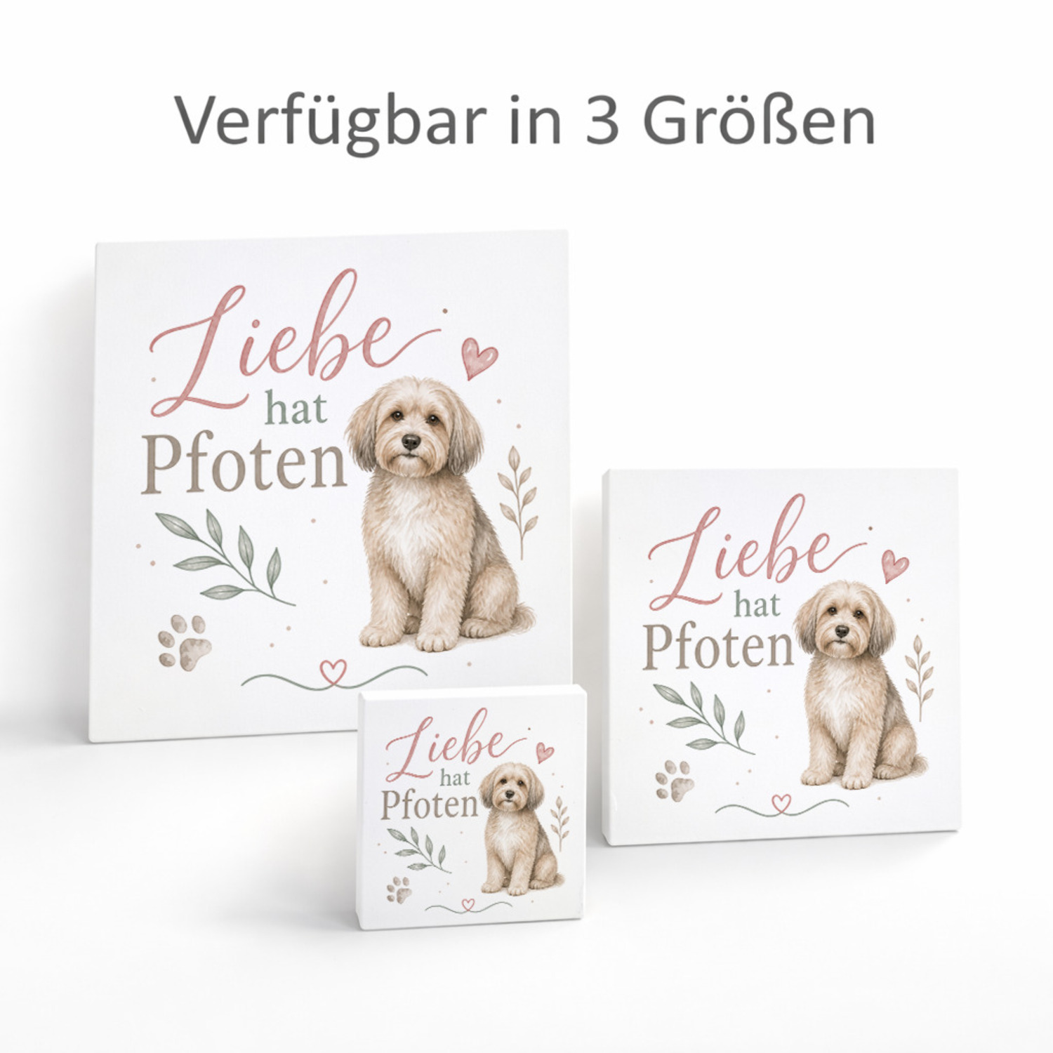 Holzbild in 20x20 cm Liebe hat Pfoten - Wanddeko für Hundefans – Ansicht 8