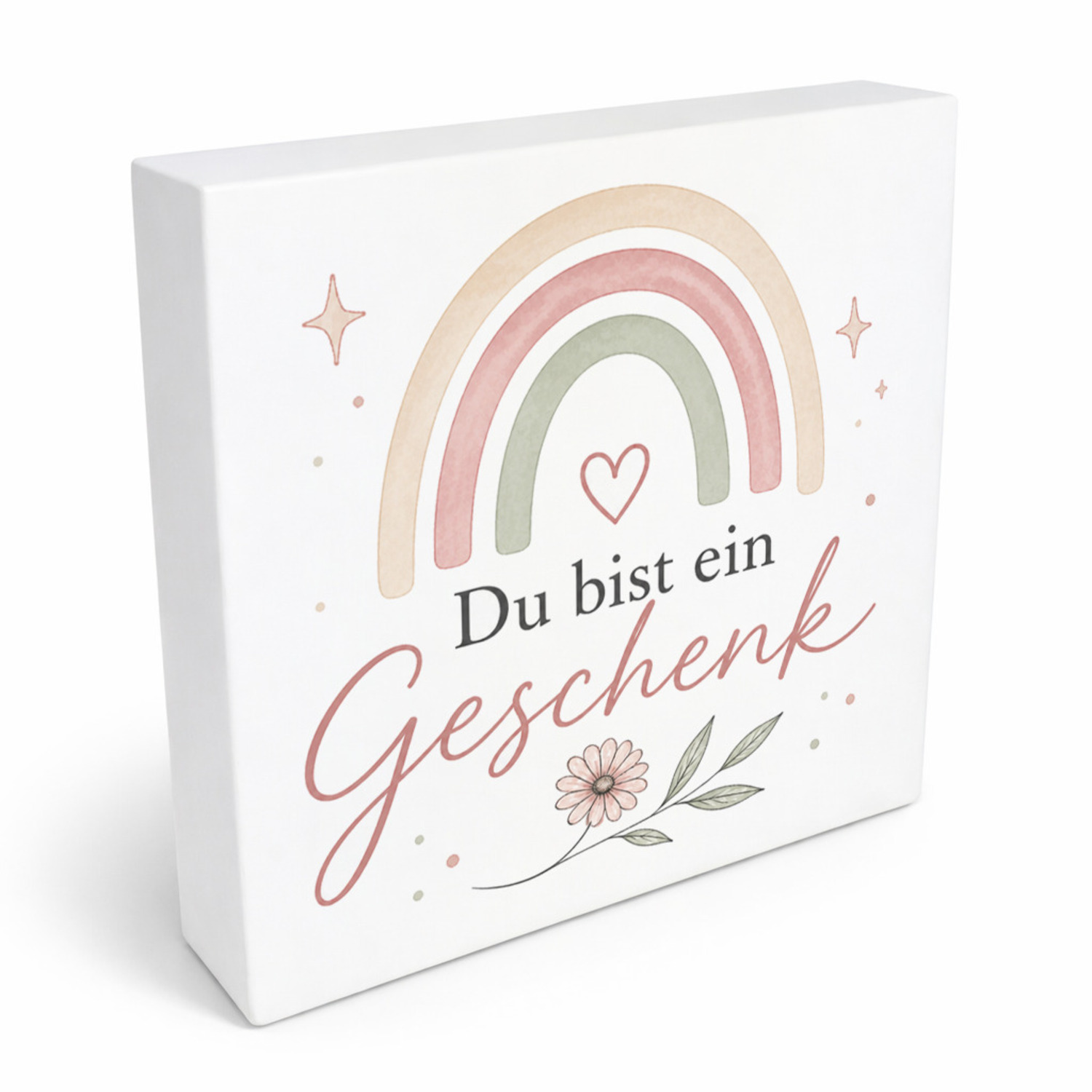 Holzbild in 20x20 cm Du bist ein Geschenk - Holzdeko für Babyzimmer