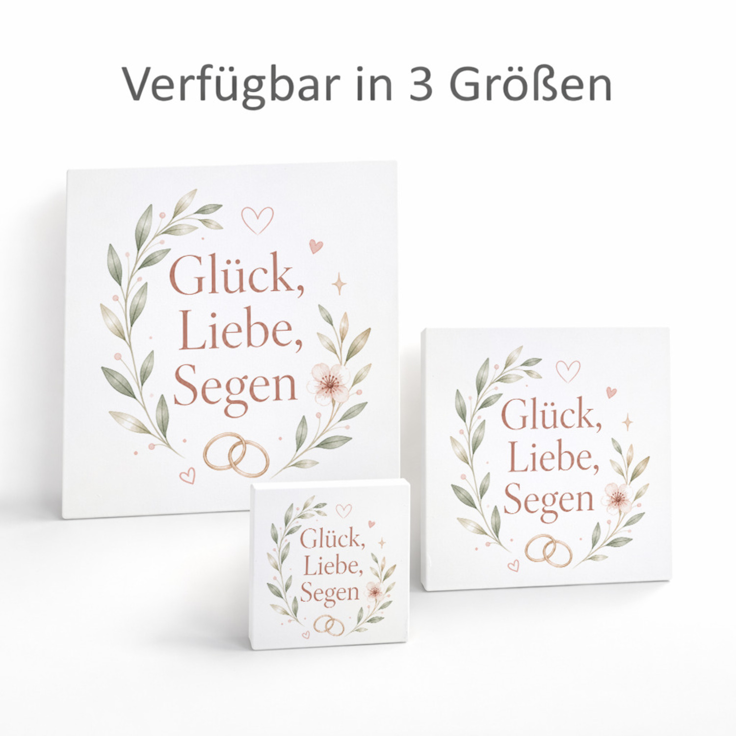 Holzbild in 20x20 cm Glück - Holzdeko mit zarten Blumen – Ansicht 8