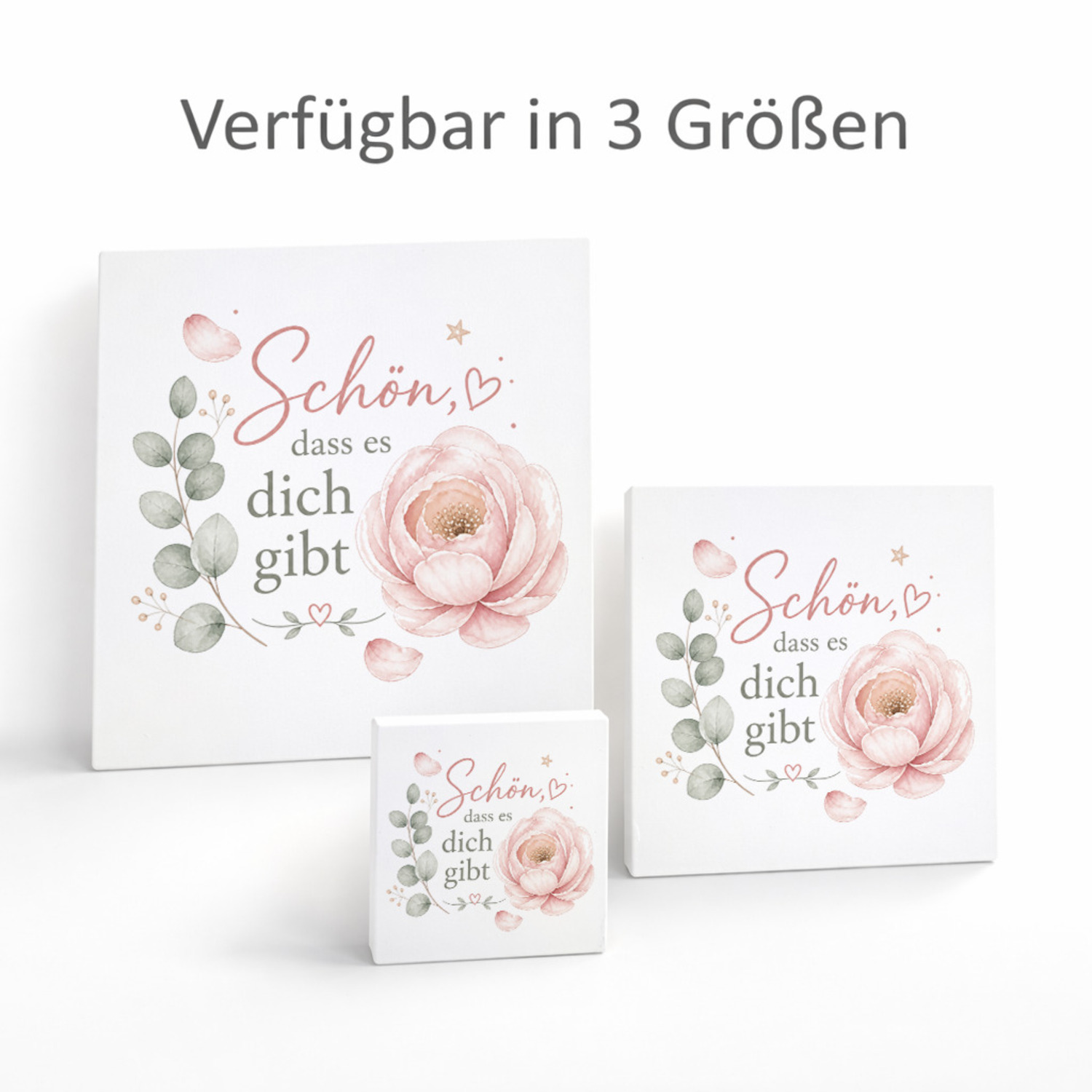 Holzbild in 20x20 cm Schön - Schriftzug und Blütenmotiv – Ansicht 8