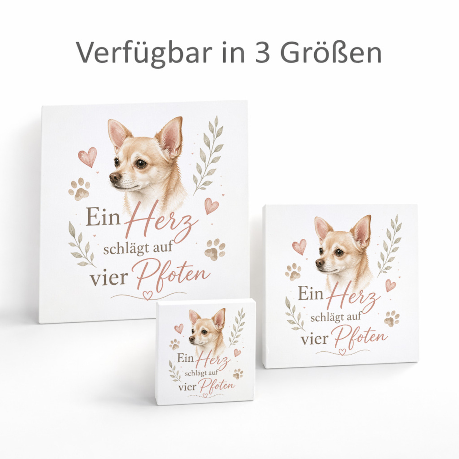 Holzbild in 20x20 cm Ein Herz schlägt auf vier Pfoten Holzdeko – Ansicht 8