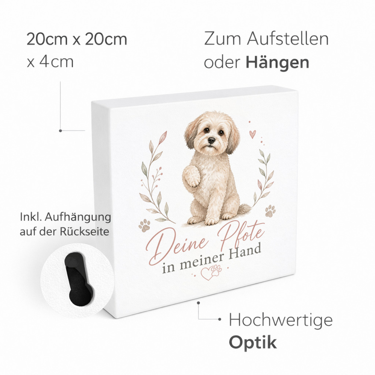 Holzbild in 20x20 cm Hundespruch - Holzdeko für Tierfreunde – Ansicht 4