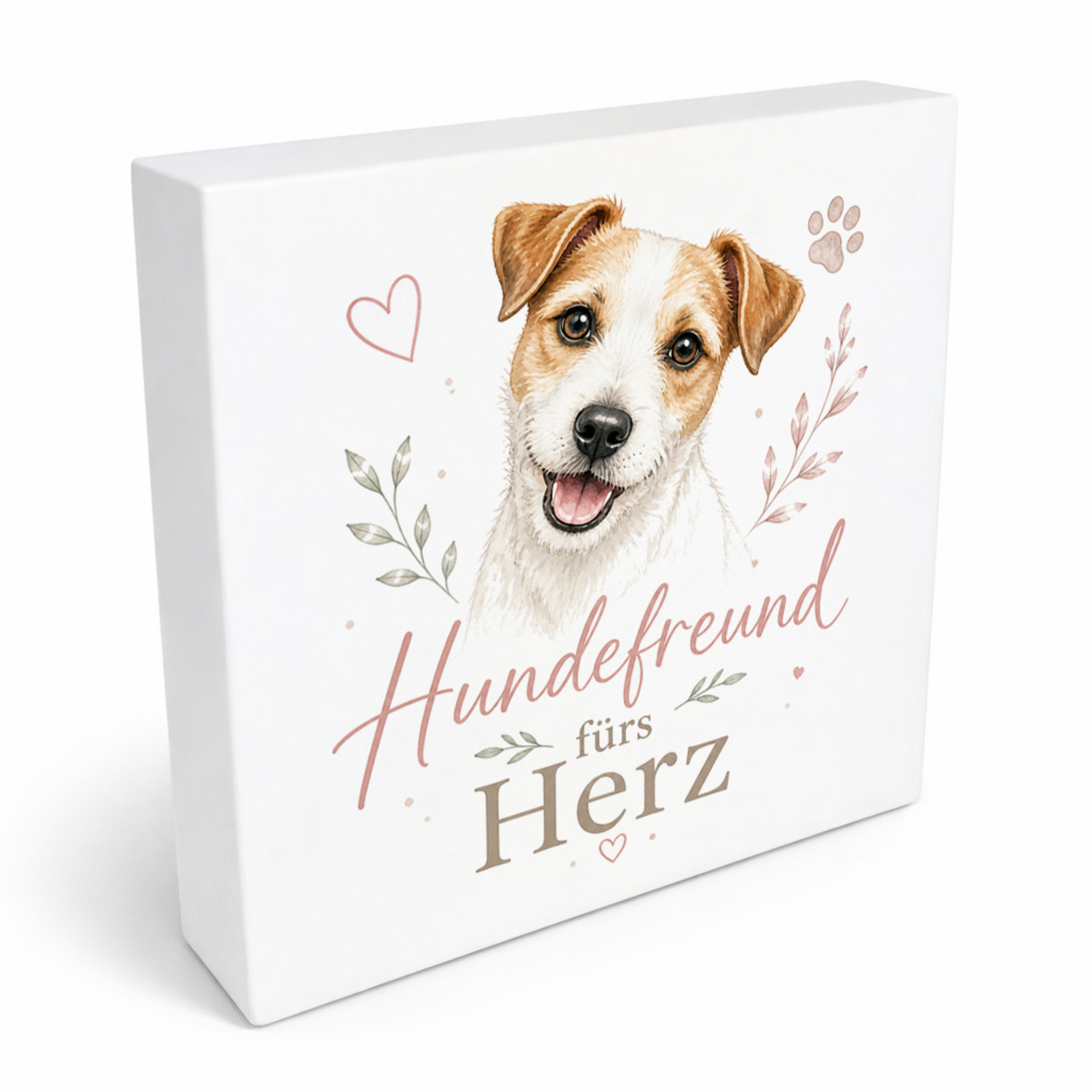Holzbild in 20x20 cm Hundefreund fürs Herz - Hundespruch