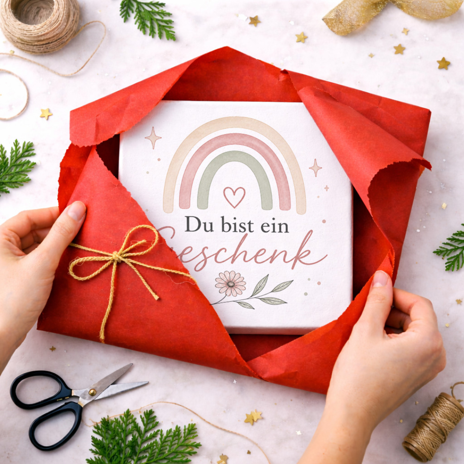 Holzbild in 20x20 cm Du bist ein Geschenk - Holzdeko für Babyzimmer – Ansicht 5