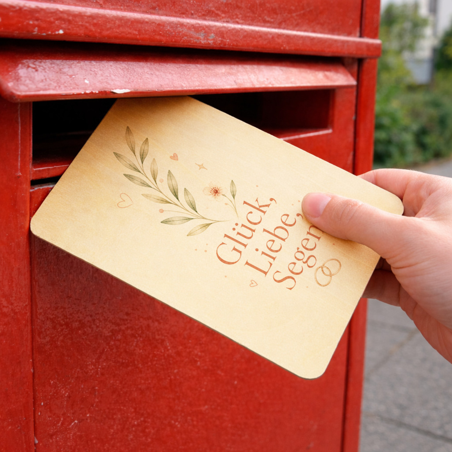 Postkarte Holz Glück - Grusskarte mit Blumenmotiv Holzpostkarte – Ansicht 3