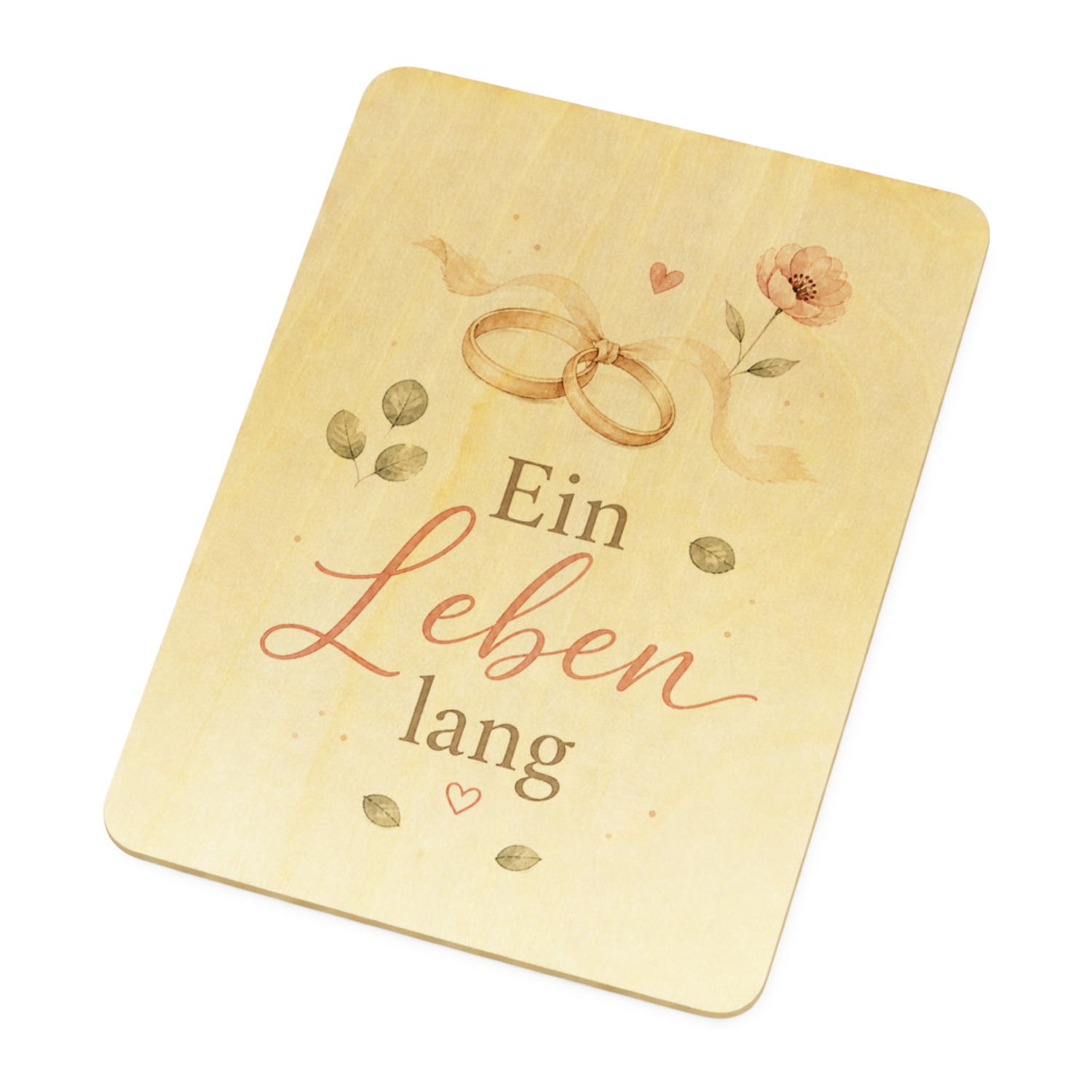 Postkarte Holz Ein Leben lang - Holzpostkarte mit Liebesmotiv