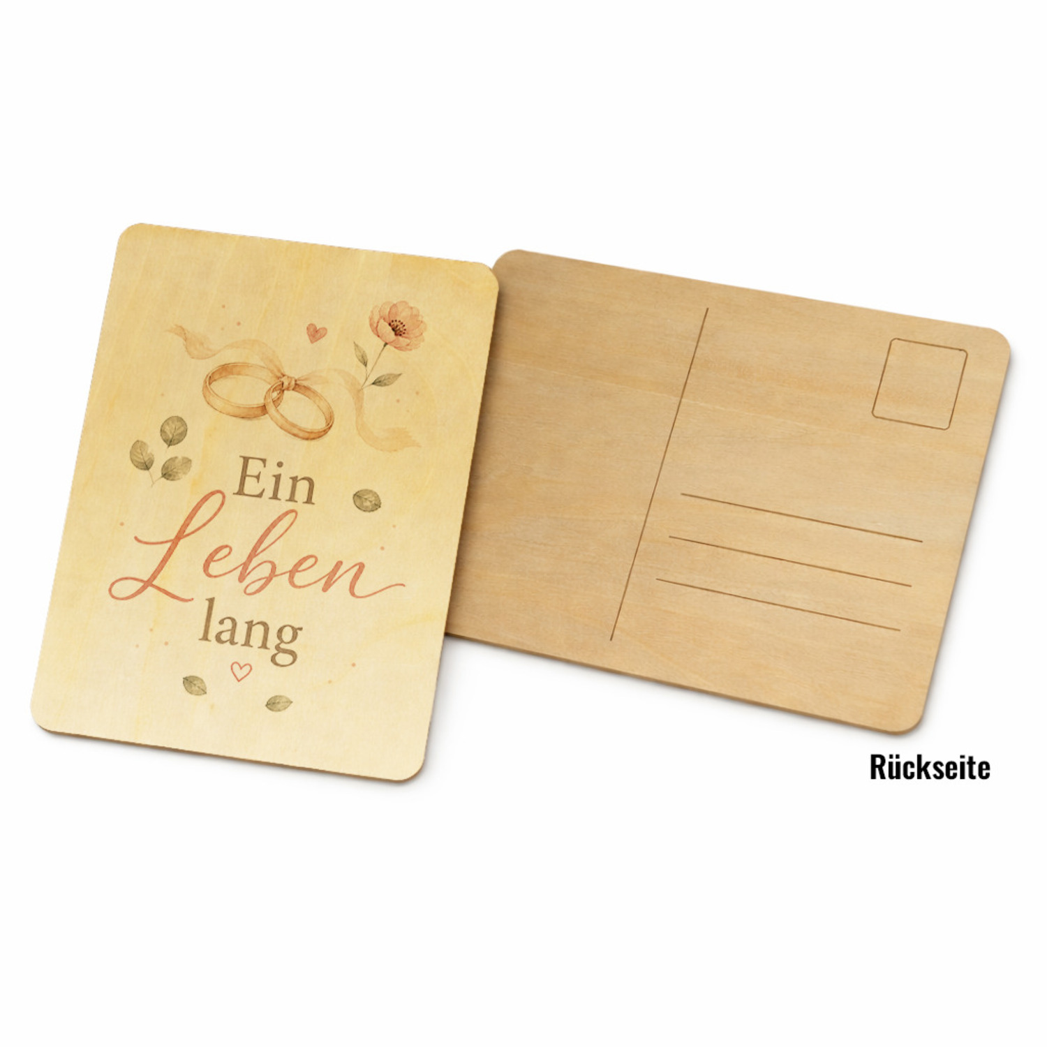 Postkarte Holz Ein Leben lang - Holzpostkarte mit Liebesmotiv – Ansicht 2