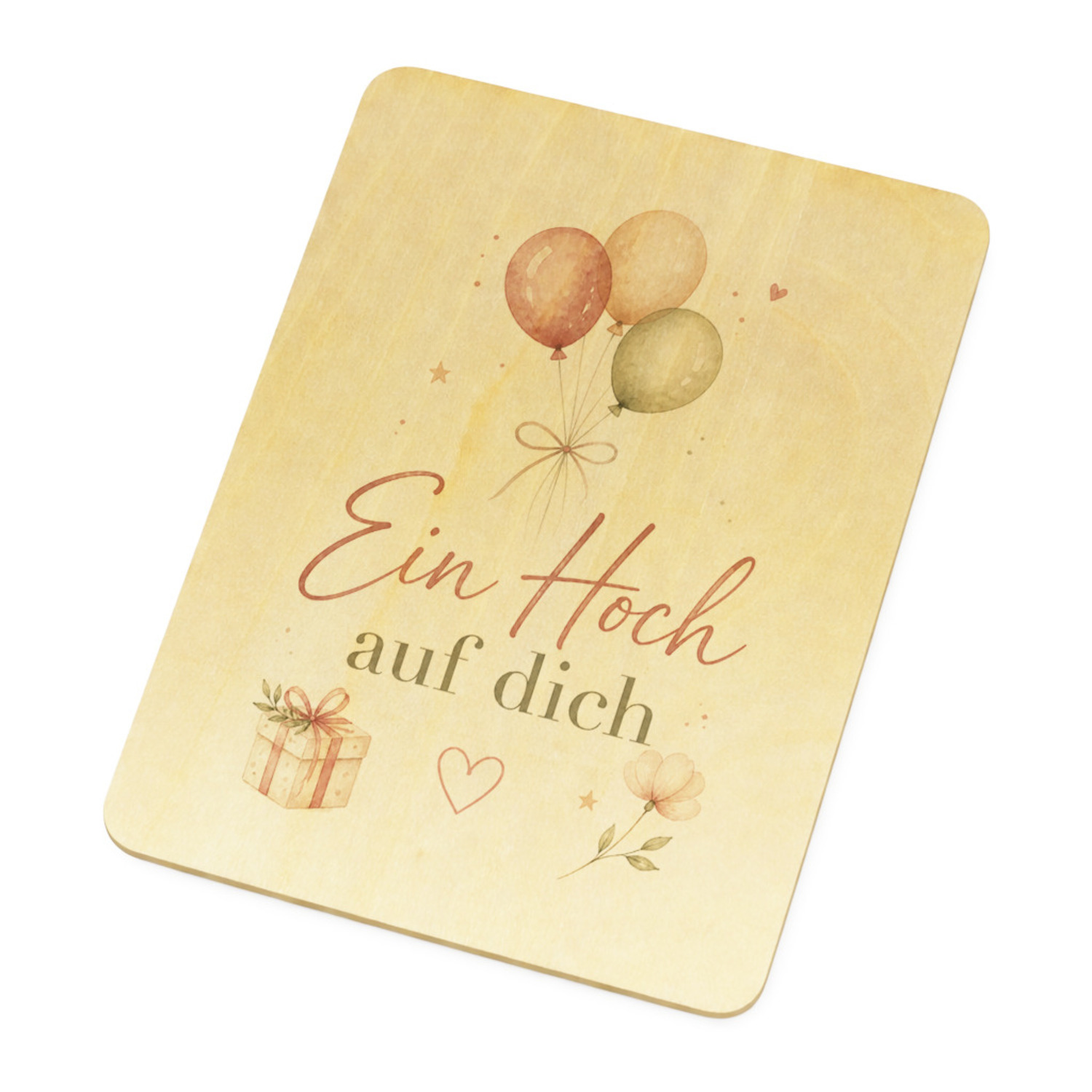 Postkarte Holz Ein Hoch auf dich - Holzpostkarte mit Herzmotiv