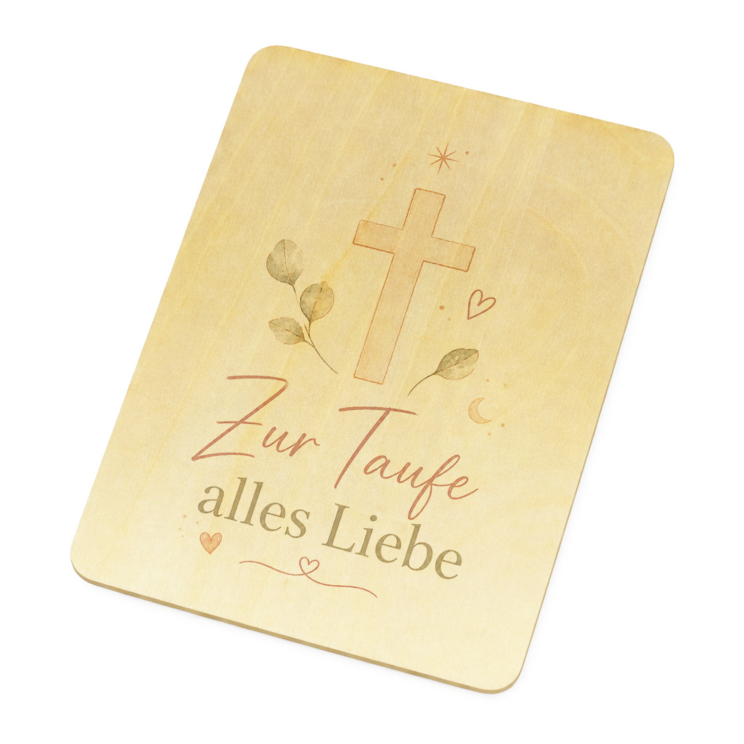 Postkarte Holz Zur Taufe alles Liebe - Kreuz Holzpostkarte