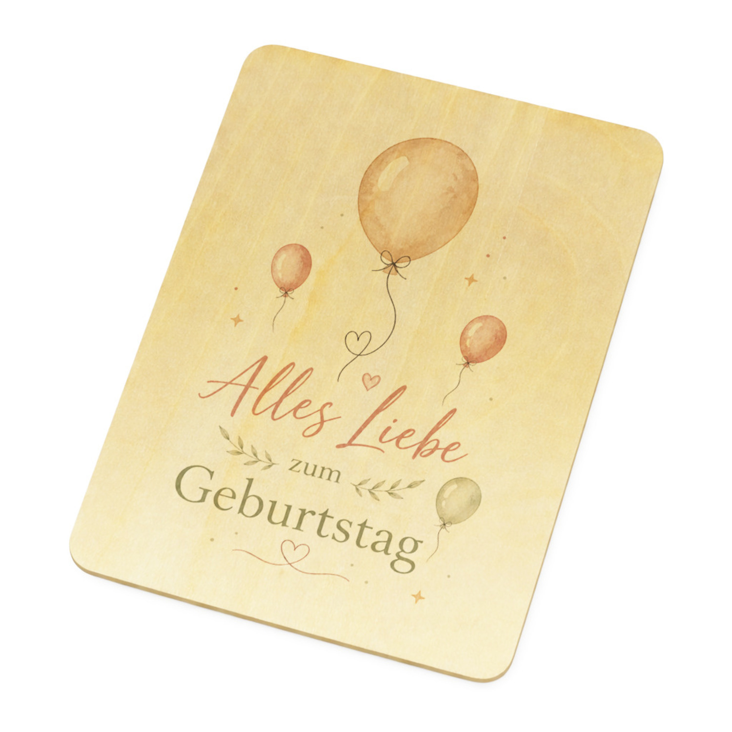 Postkarte Holz Alles Liebe zum Geburtstag - Ballons Grußkarte
