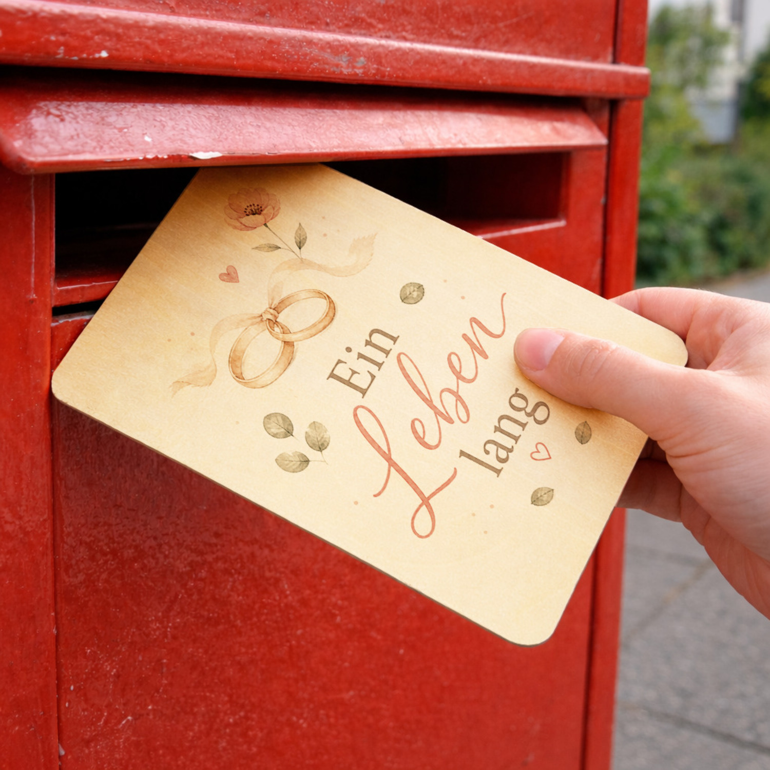 Postkarte Holz Ein Leben lang - Holzpostkarte mit Liebesmotiv – Ansicht 3