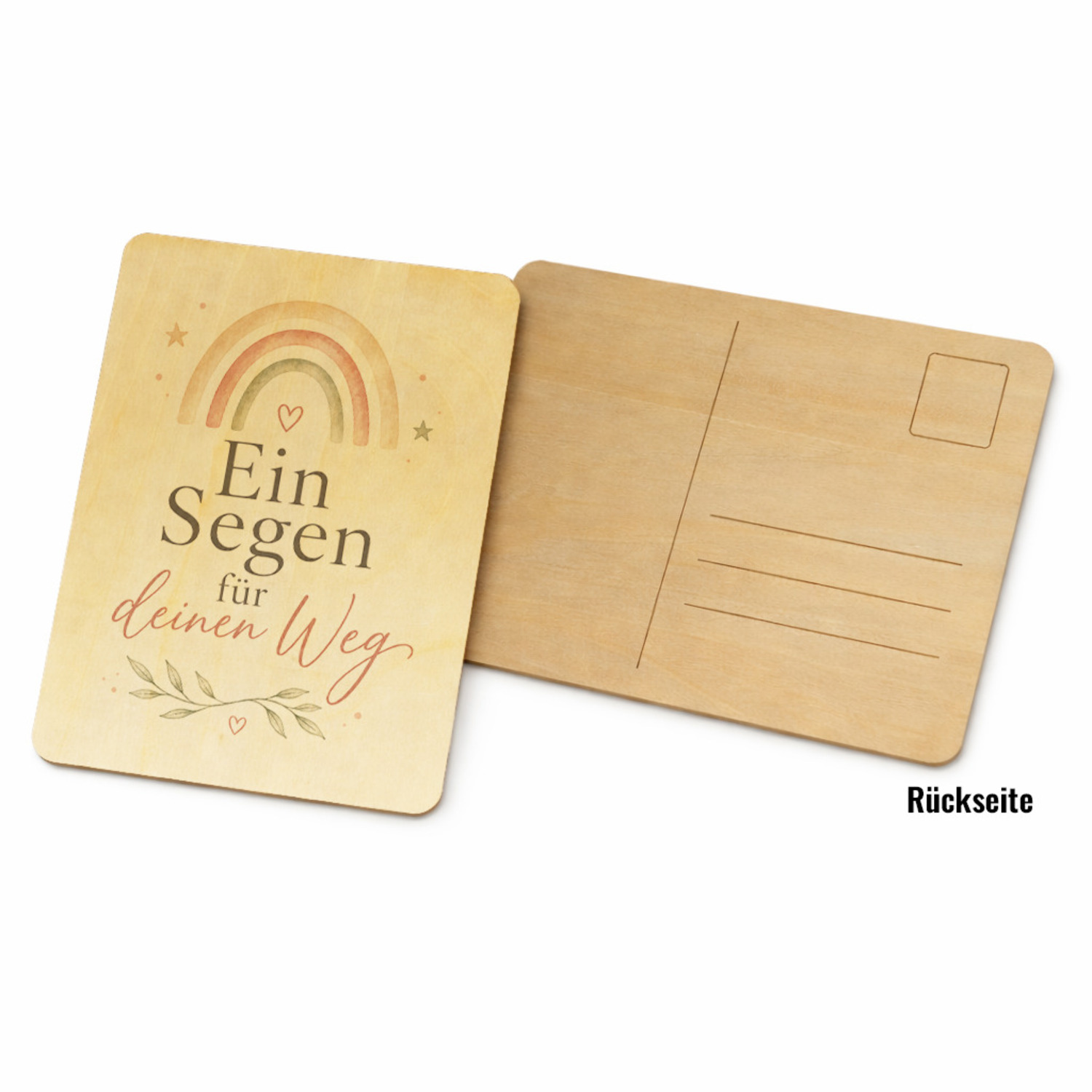 Postkarte Holz Ein Segen für deinen Weg - Regenbogen Grußkarte – Ansicht 2