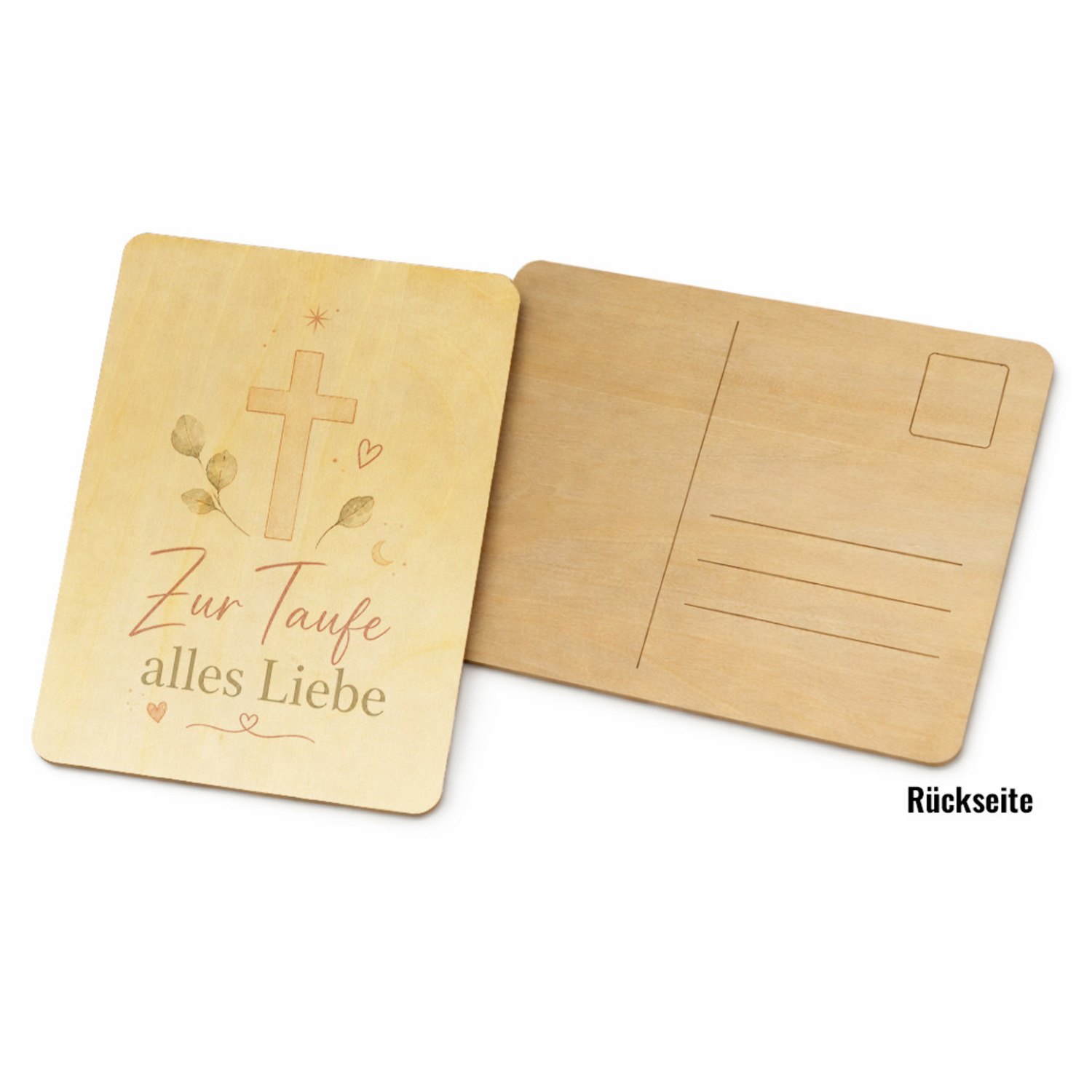 Postkarte Holz Zur Taufe alles Liebe - Kreuz Holzpostkarte – Ansicht 2