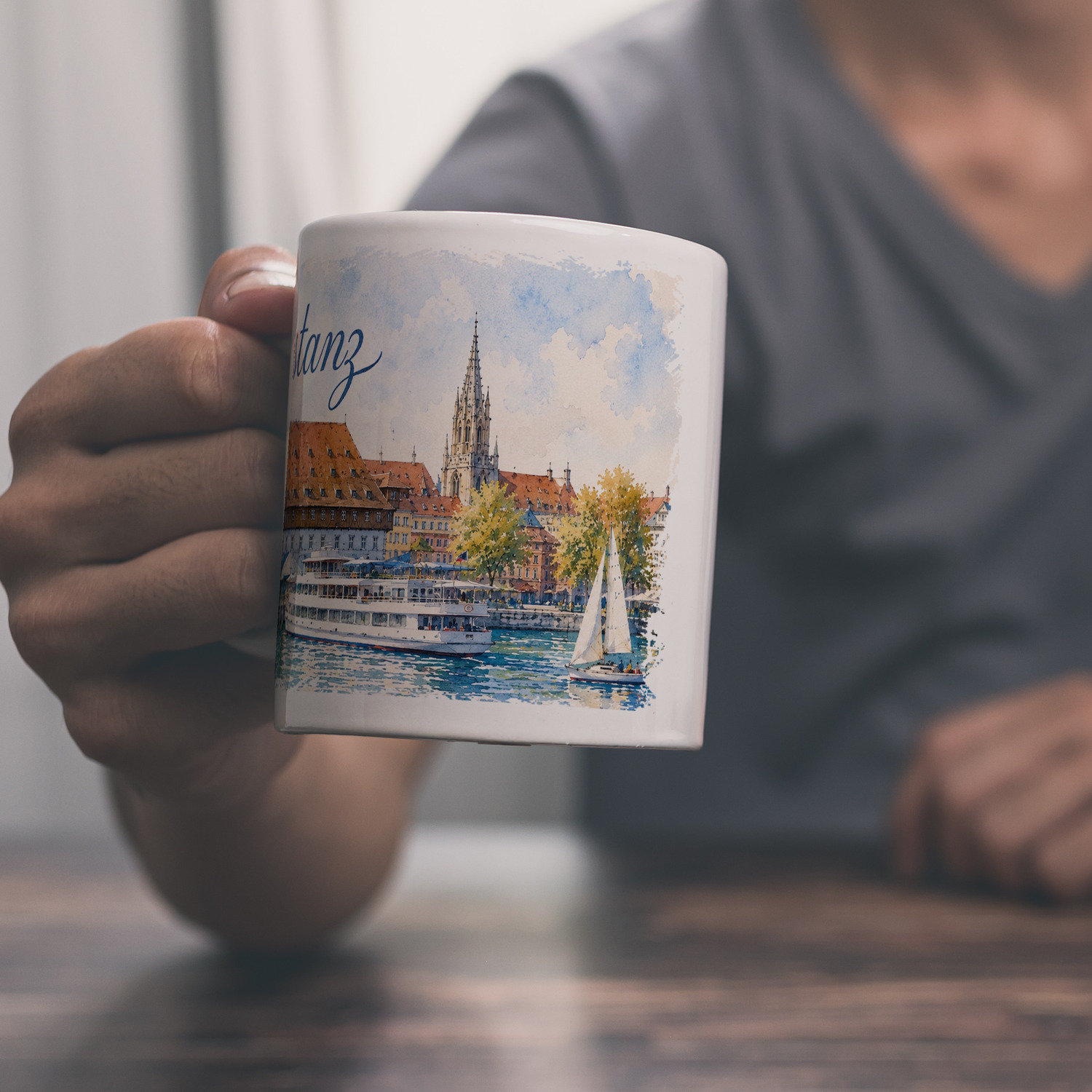 Konstanz Aquarell Kaffeebecher – Ansicht 2