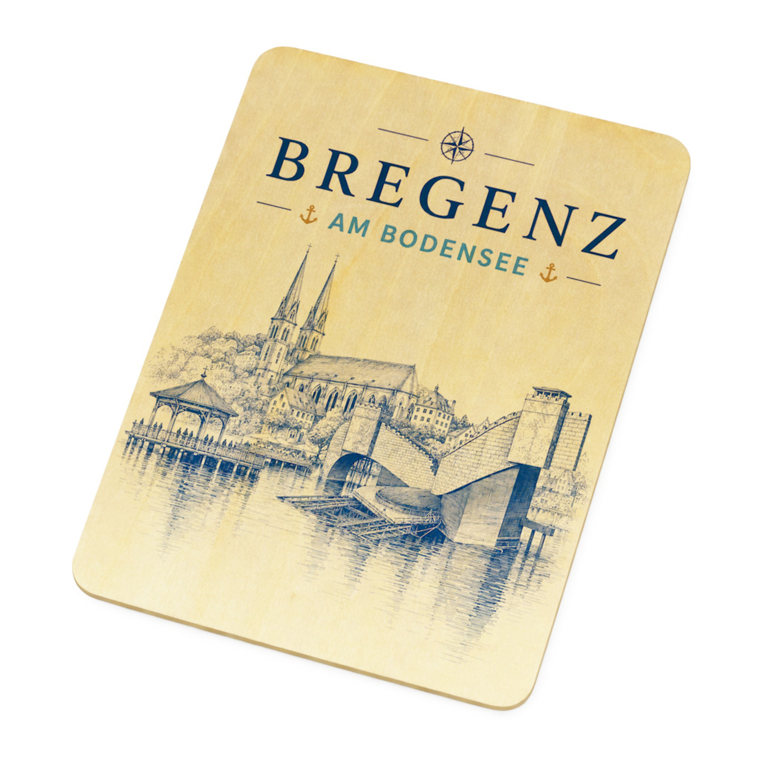 Bregenz am Bodensee Holzpostkarte