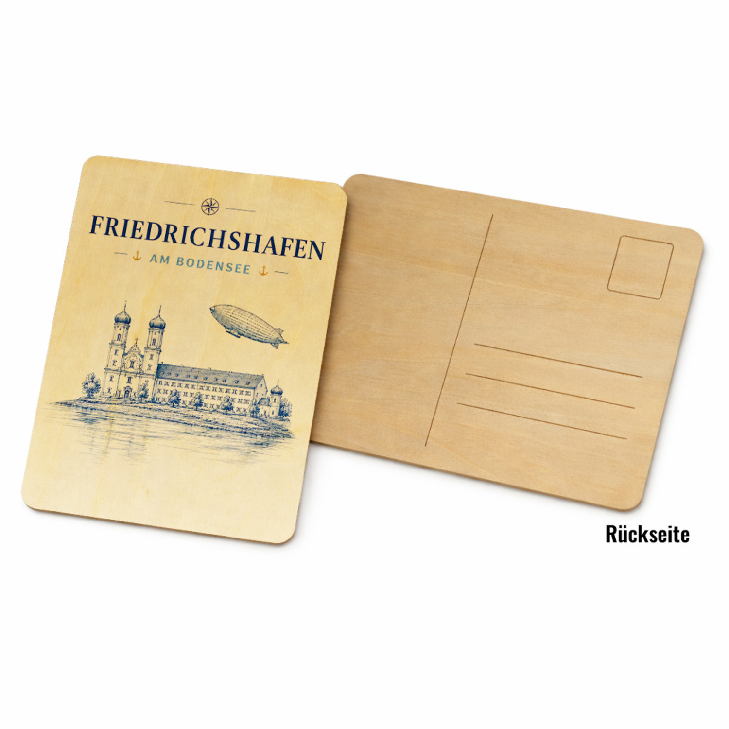 Friedrichshafen am Bodensee Holzpostkarte – Ansicht 2