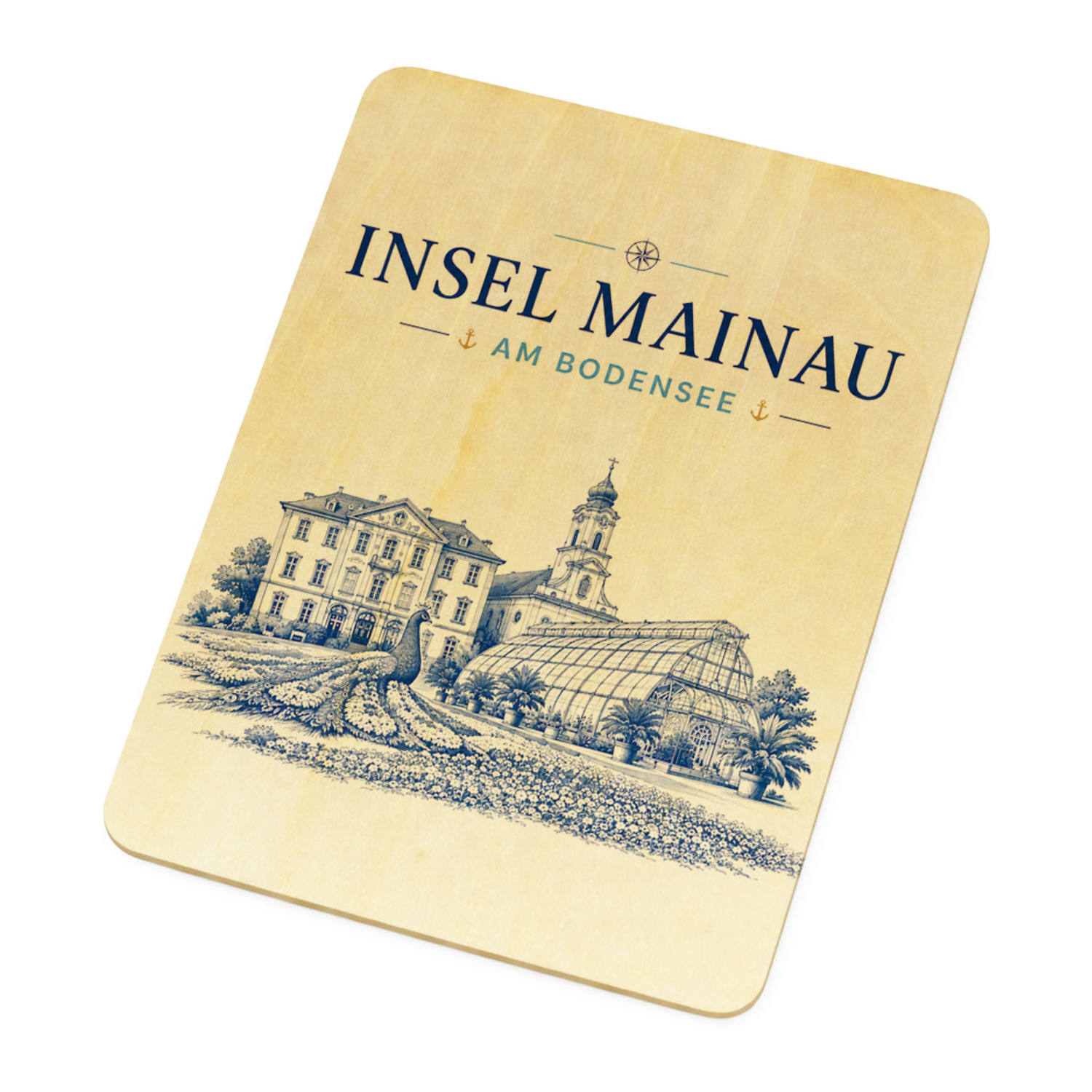 Insel Mainau am Bodensee Holzpostkarte
