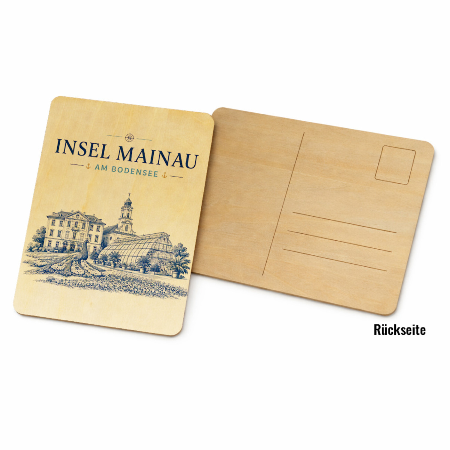 Insel Mainau am Bodensee Holzpostkarte – Ansicht 2