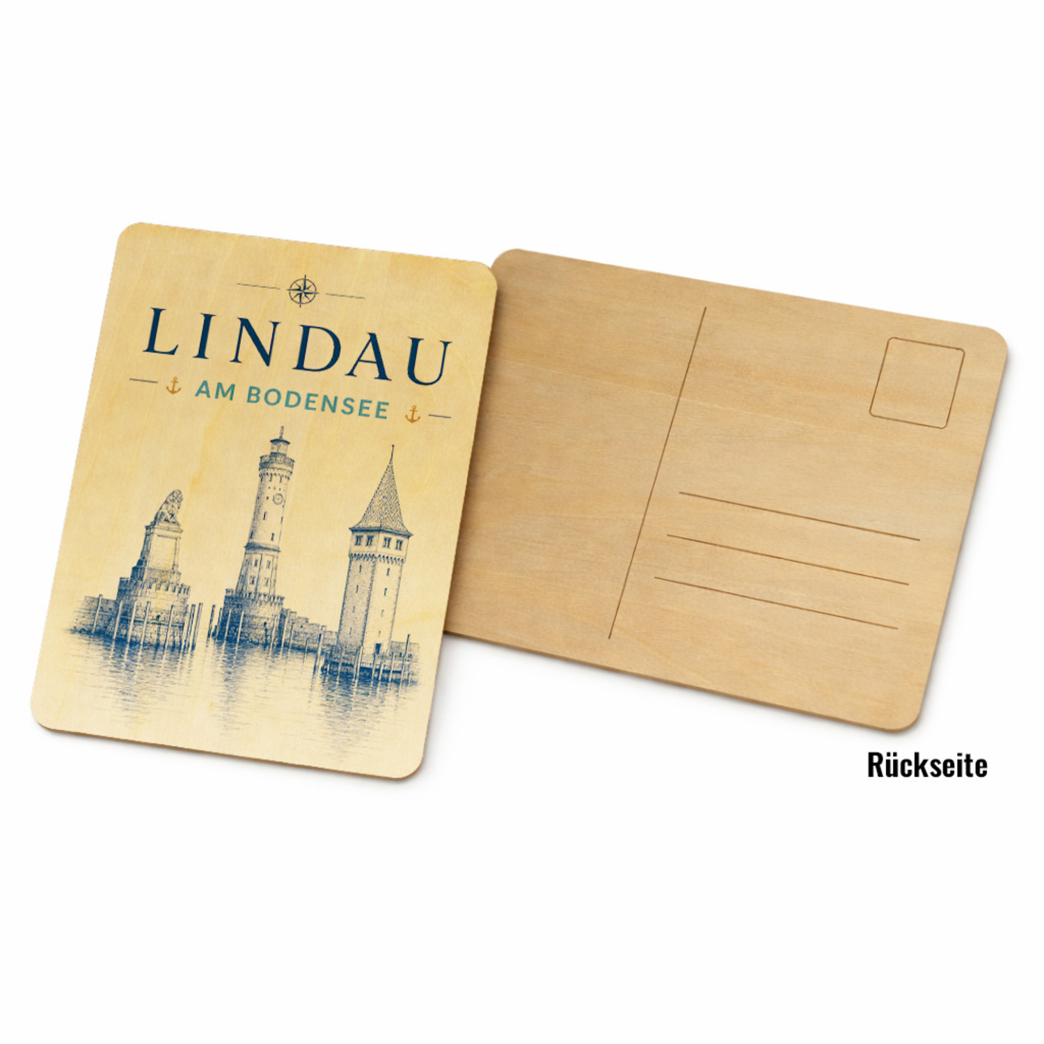 Lindau am Bodensee Holzpostkarte – Ansicht 2