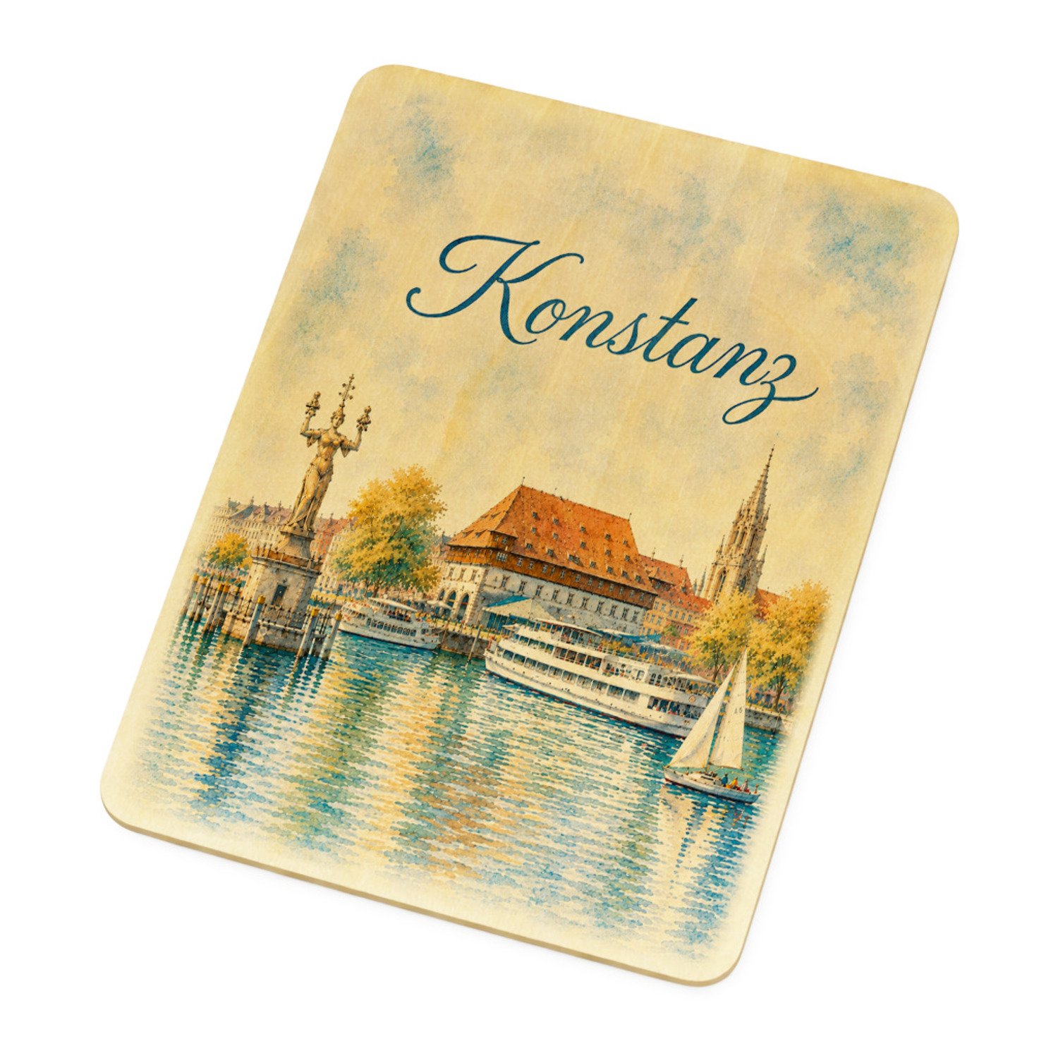 Konstanz Aquarell Holzpostkarte