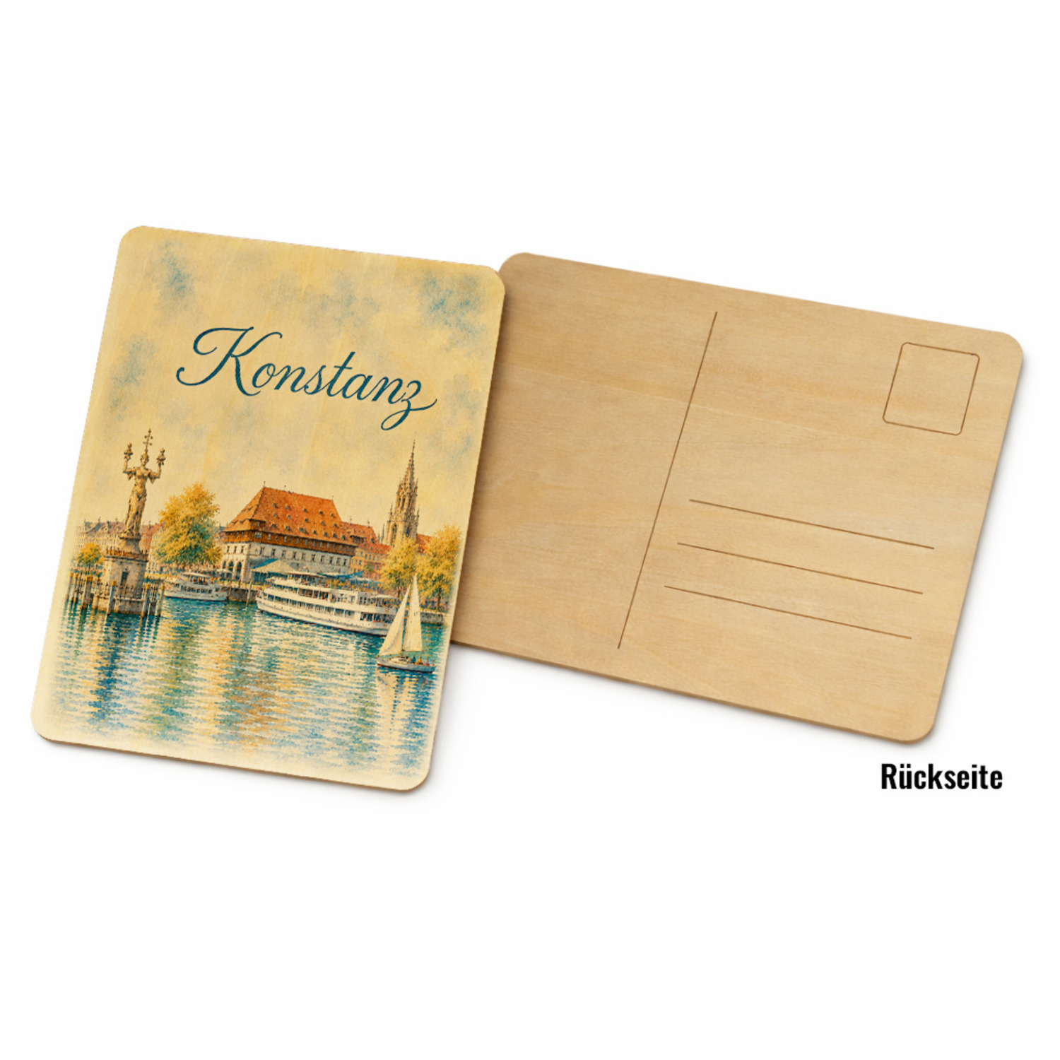 Konstanz Aquarell Holzpostkarte – Ansicht 2