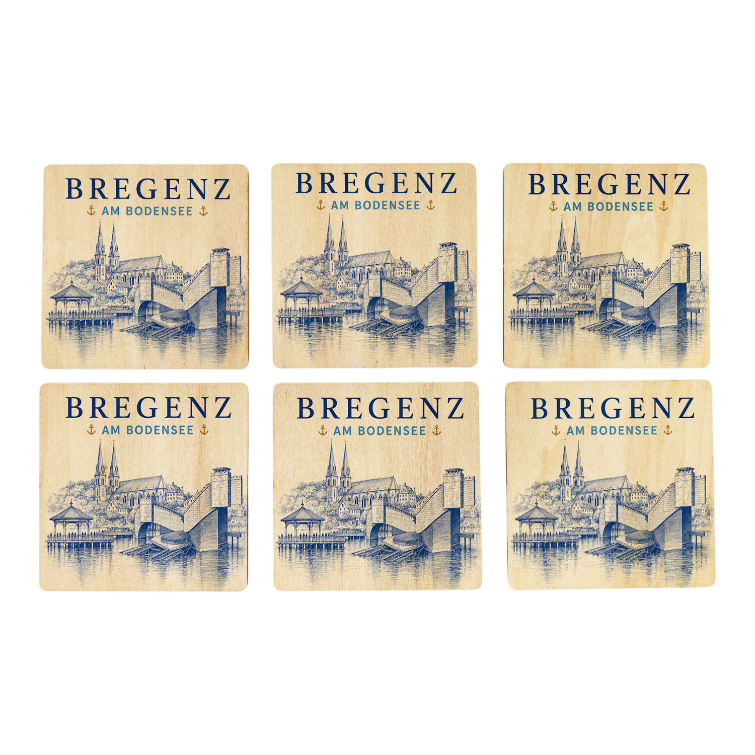 Bregenz am Bodensee Untersetzer 6er Set
