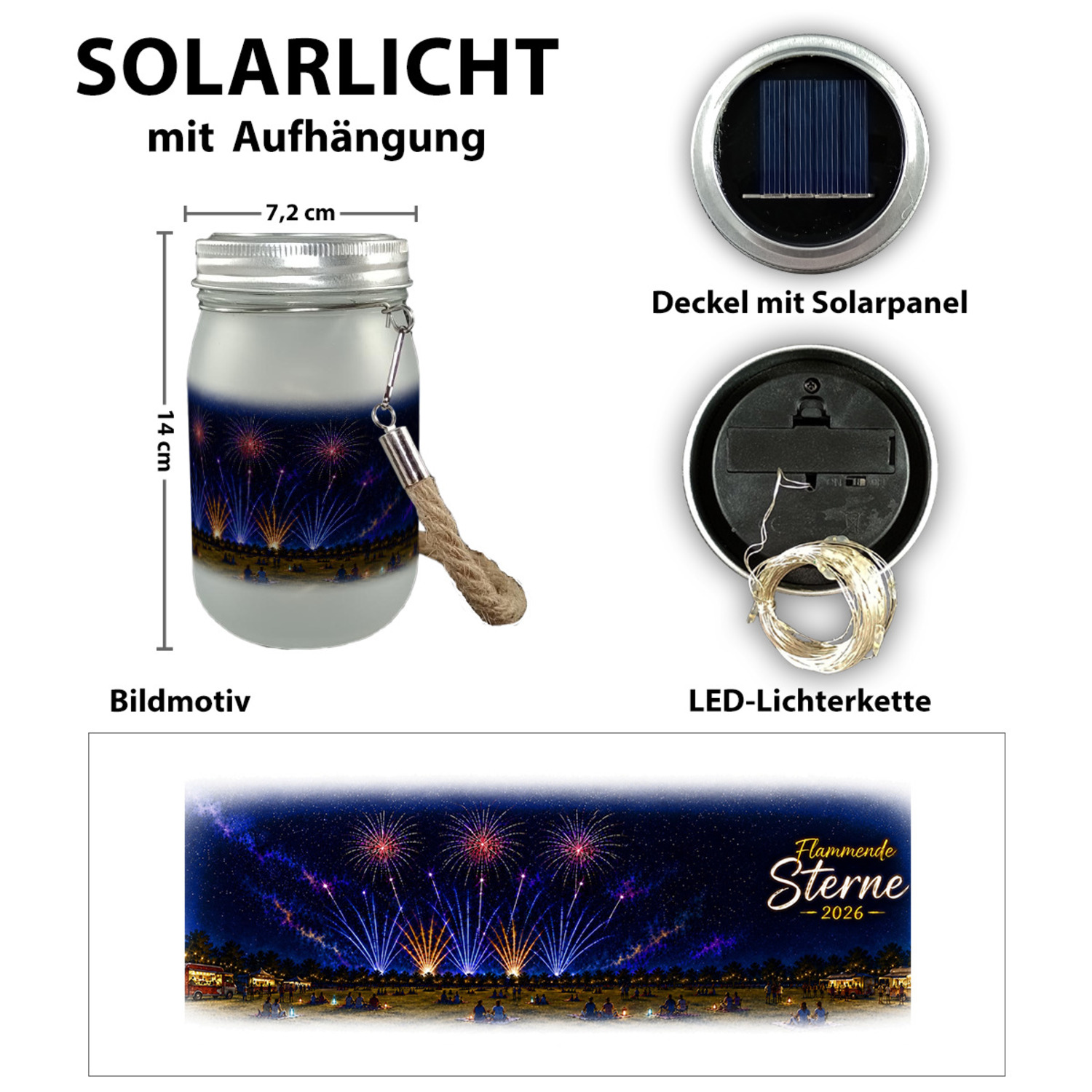 Flammende Sterne 2026 Solarlicht – Ansicht 2