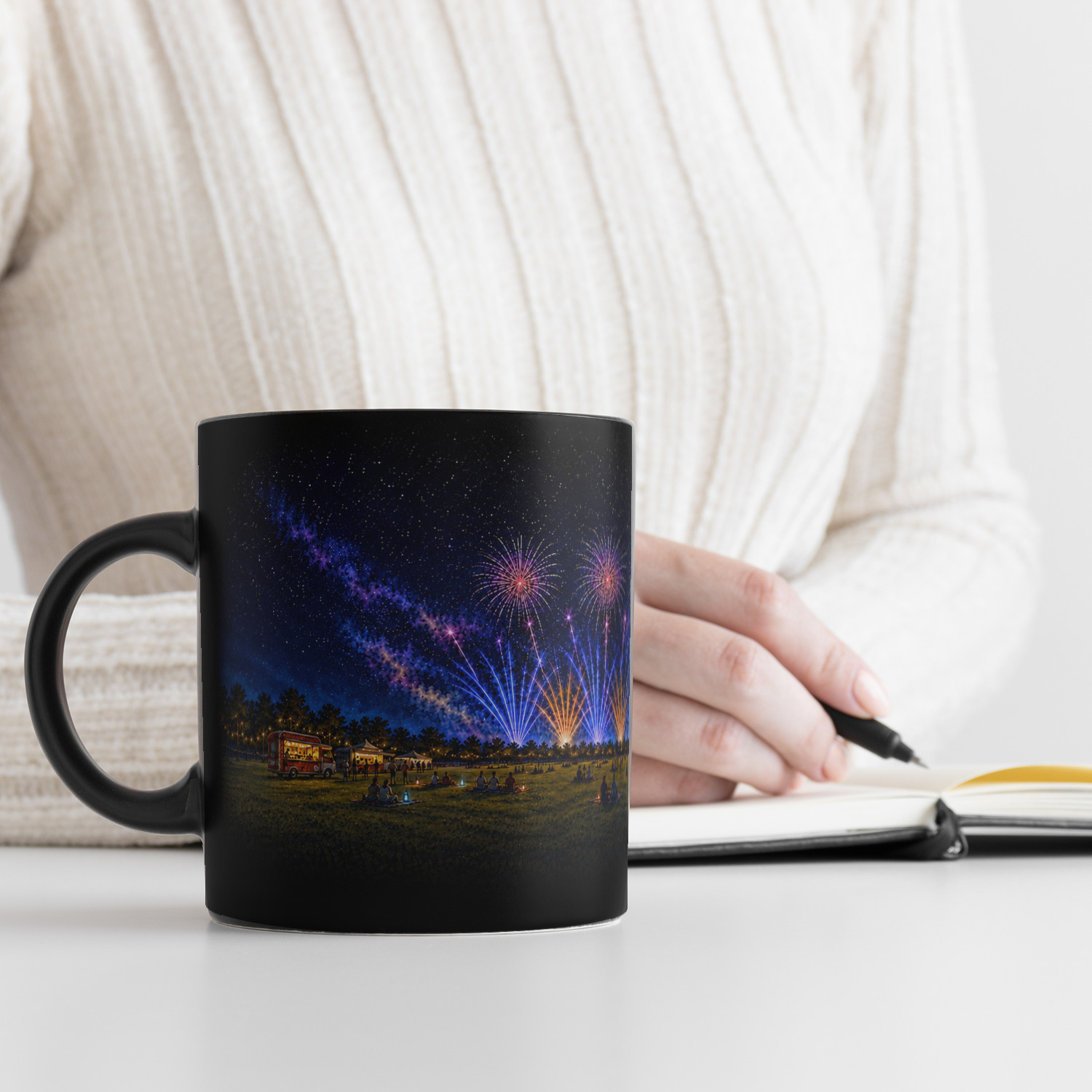 Flammende Sterne 2026 Tasse schwarz – Ansicht 3