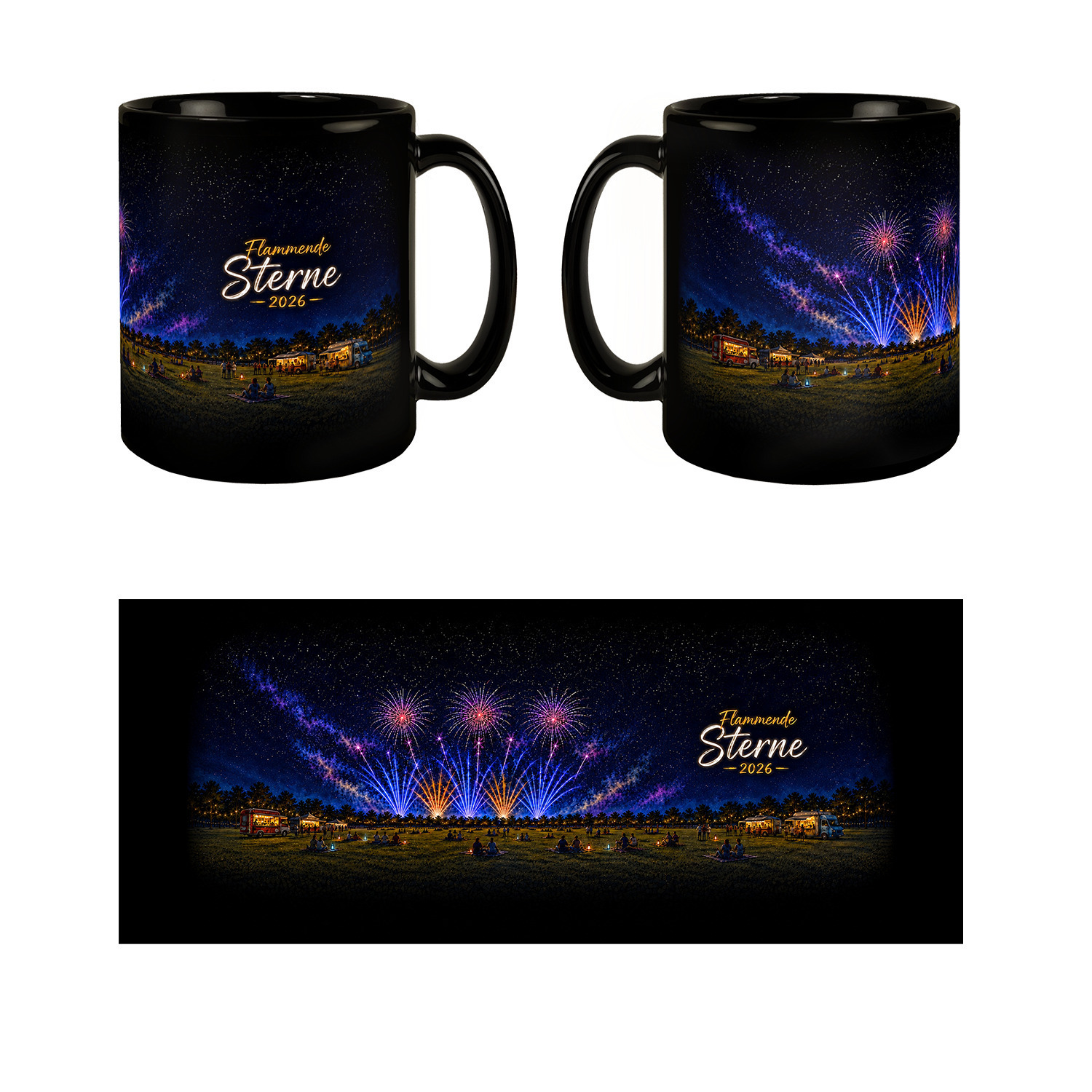 Flammende Sterne 2026 Tasse schwarz – Ansicht 4