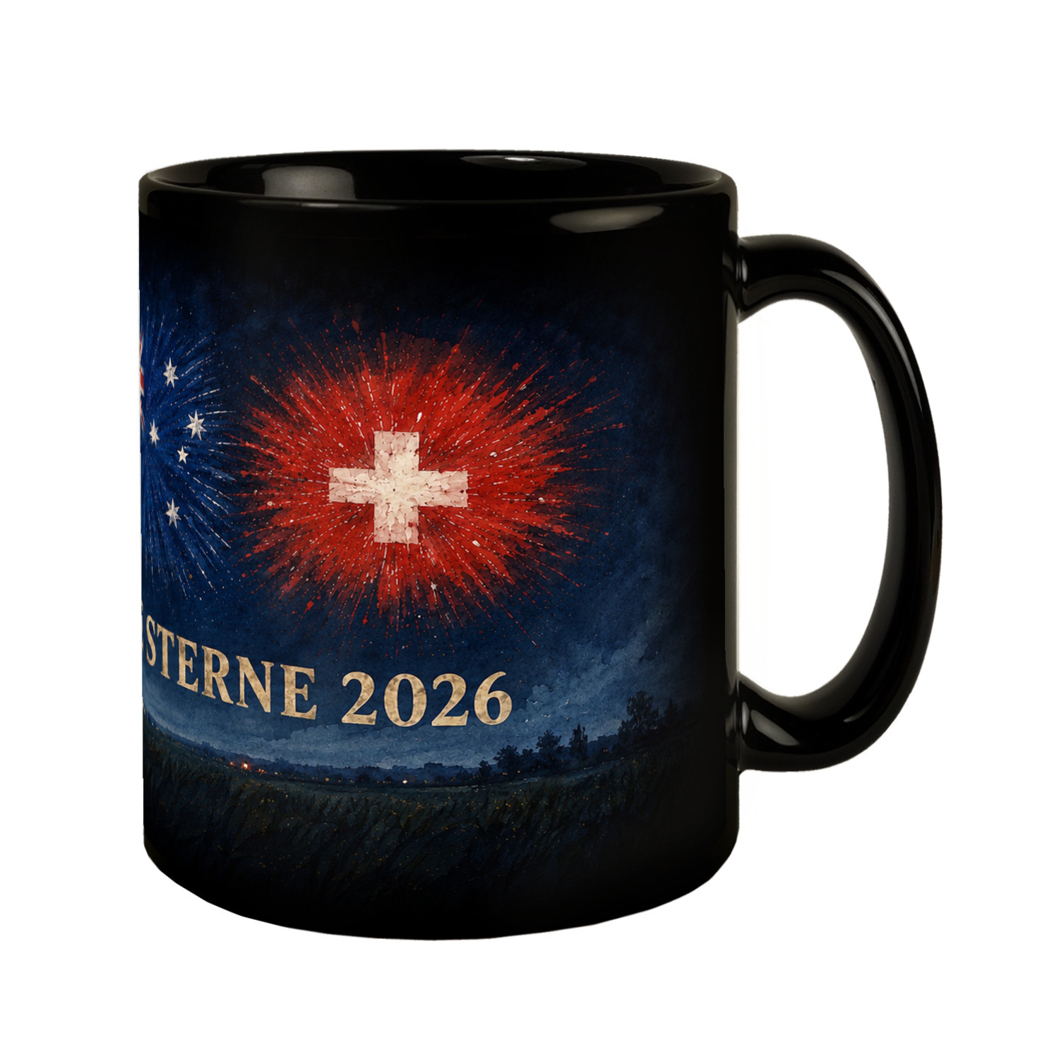 Länder Flammende Sterne 2026 Tasse schwarz